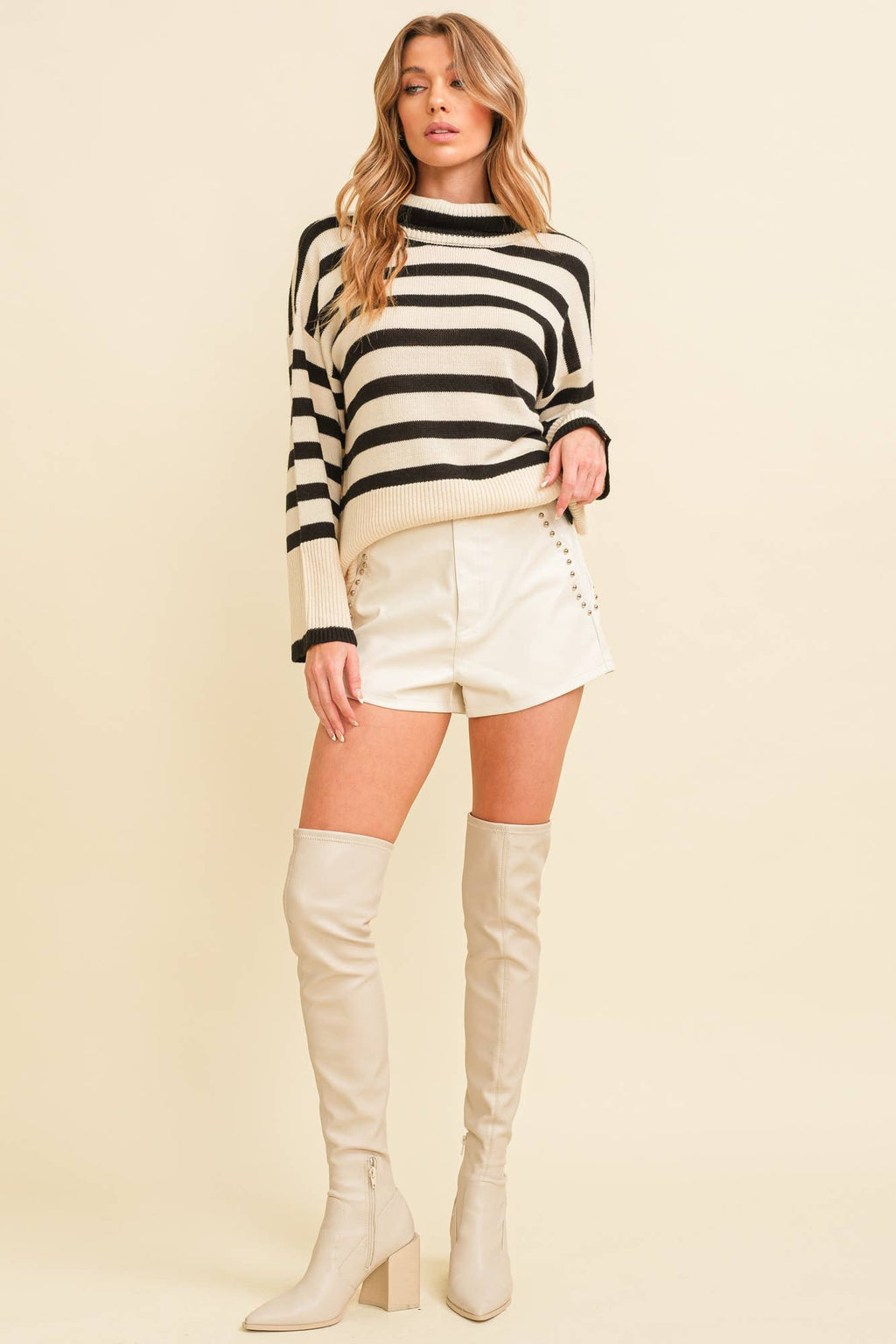 STRIPED TURTLE NECK SWEATER