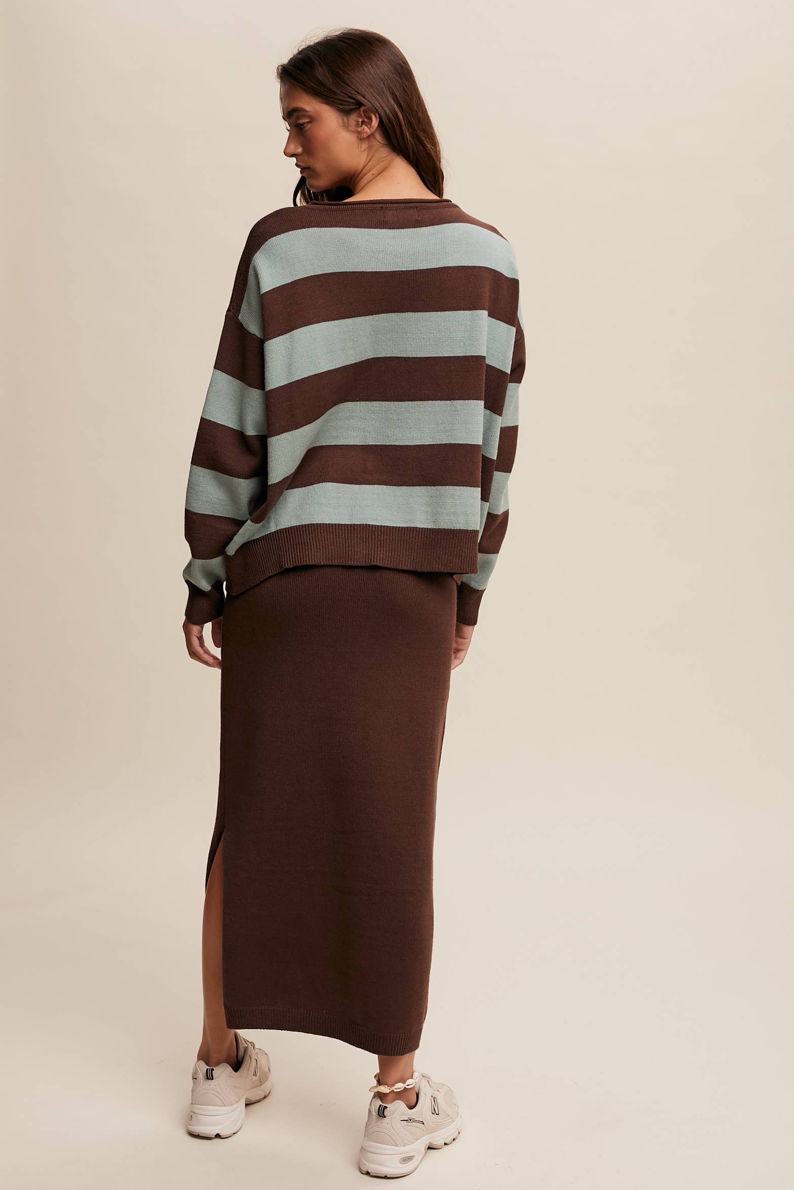 Striped Knit Sweater & Skirt Set