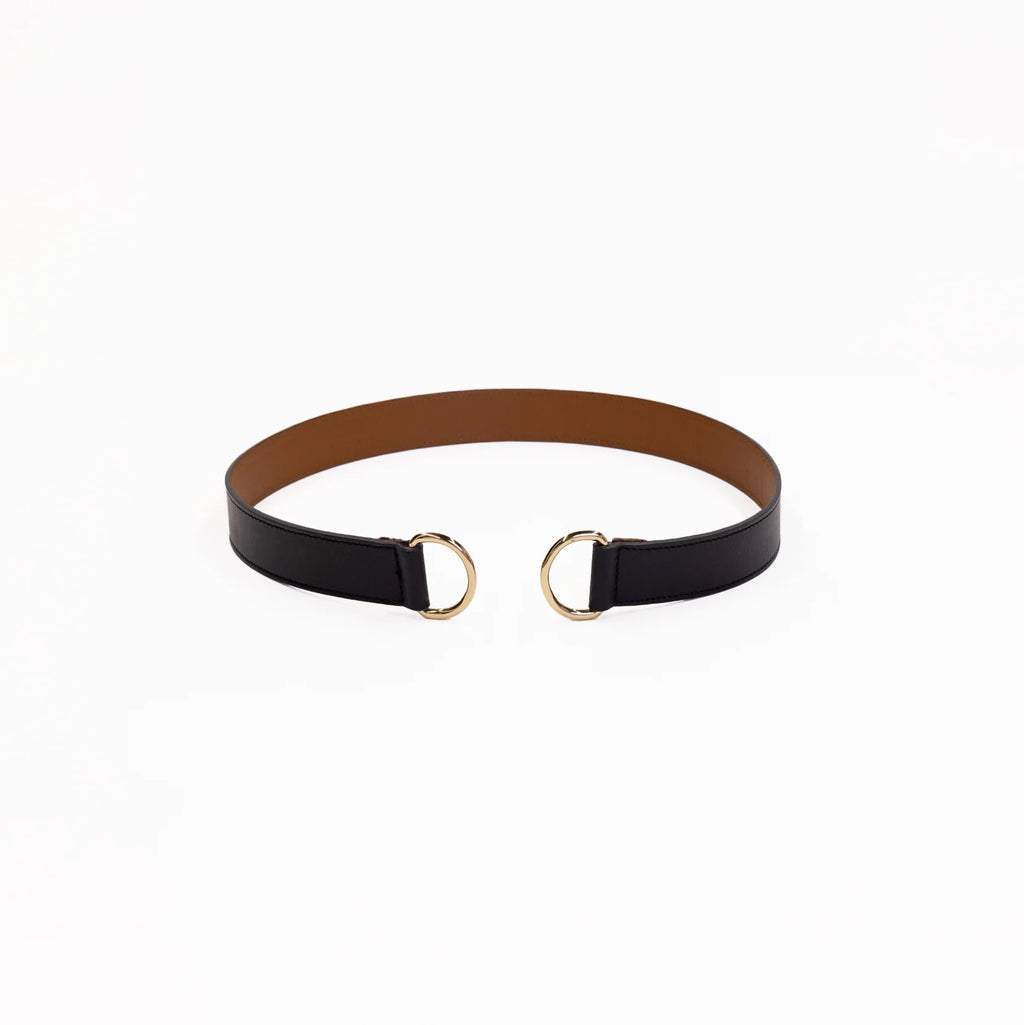 Loop Skinny Scarf Reversible Leather Belt Black & Brown