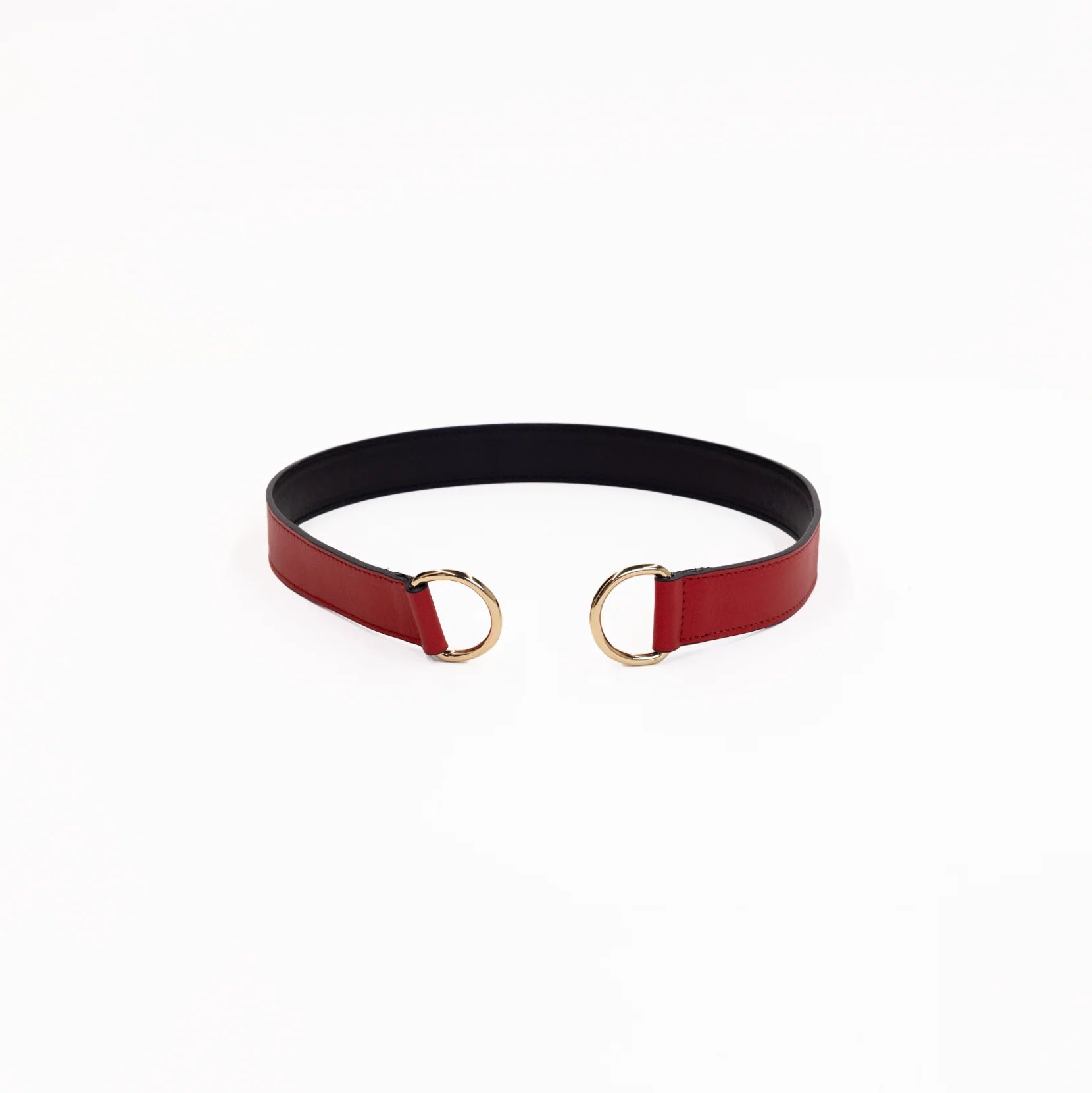 Loop Skinny Scarf Reversible Leather Belt Crimson & Cream