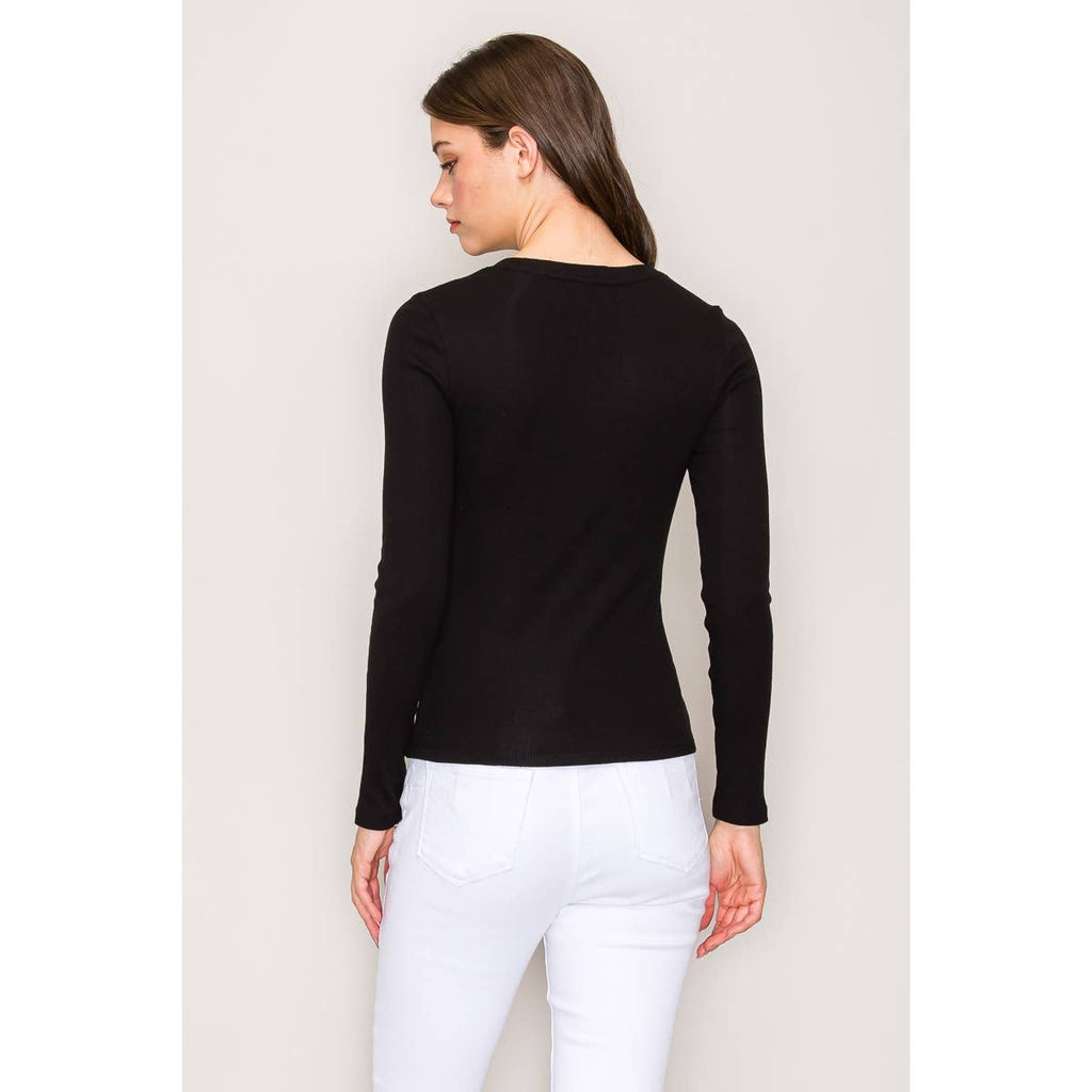 Crew Neck Long Sleeve Rib Top