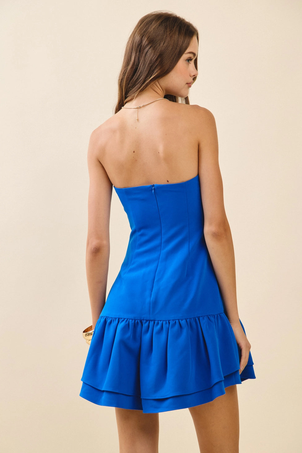 Strapless Ruffle Tiered Flattering Fit Mini Dress