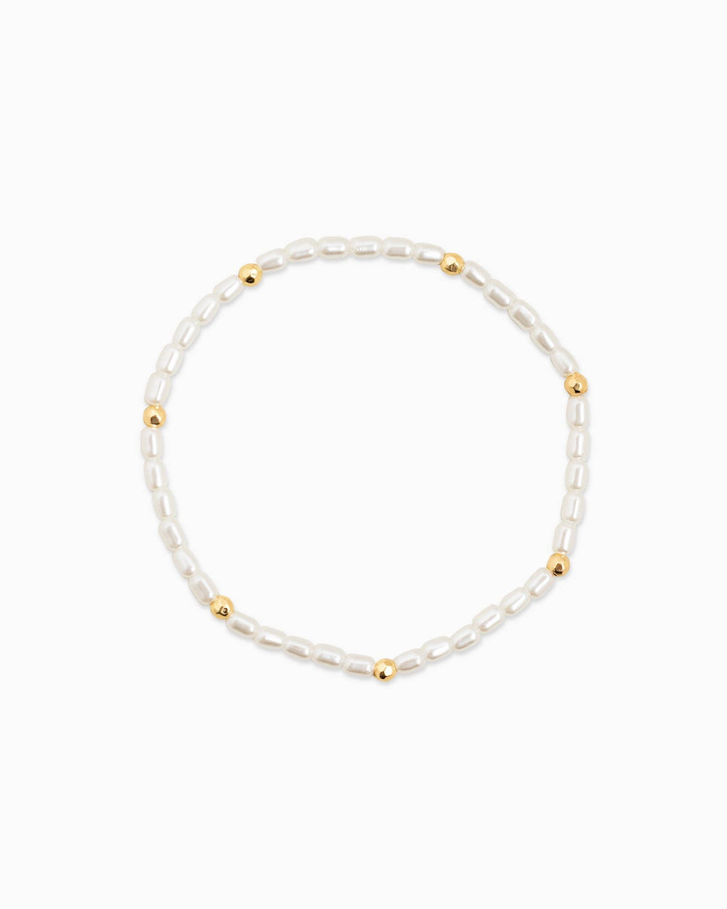 Simple Gold Ball and Pearl Stretch Bracelet Set of 5