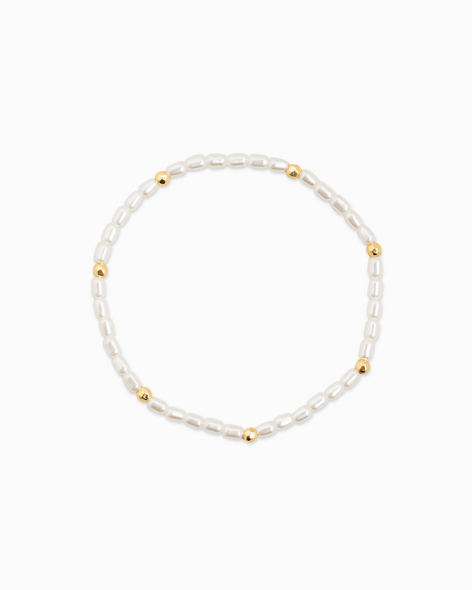 Simple Gold Ball and Pearl Stretch Bracelet Set of 5