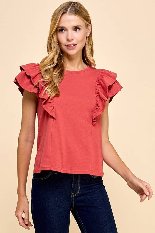 Ruffled Short Sleeve Top