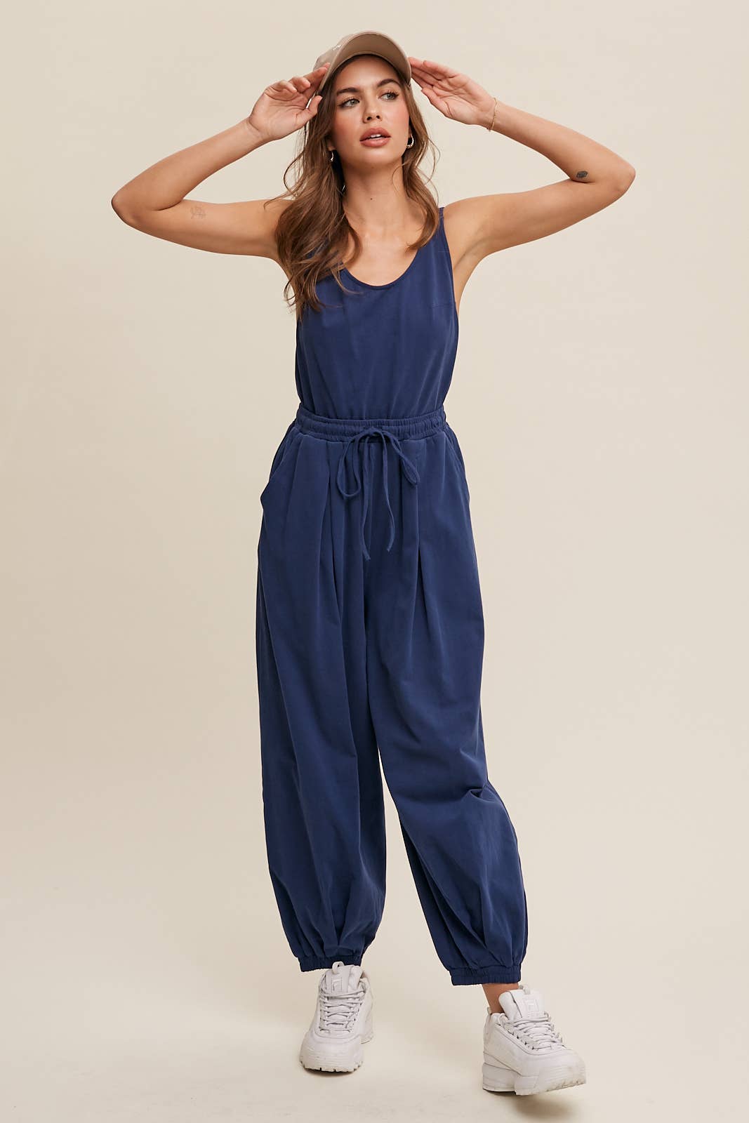 Open Back Cotton Knit Jumpsuit