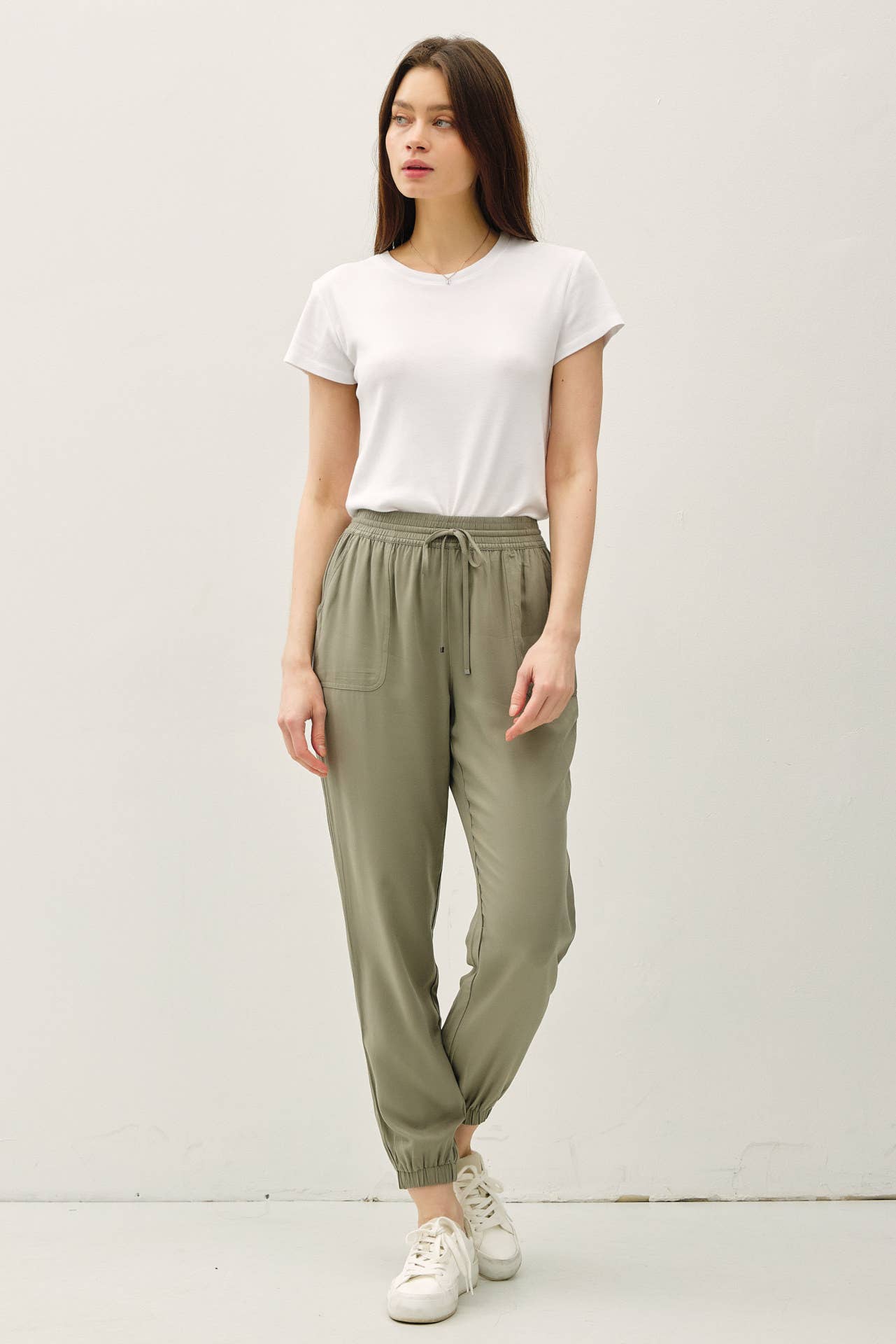 HIGH RISE ELASTIC DRAWSTRING JOGGER PANTS