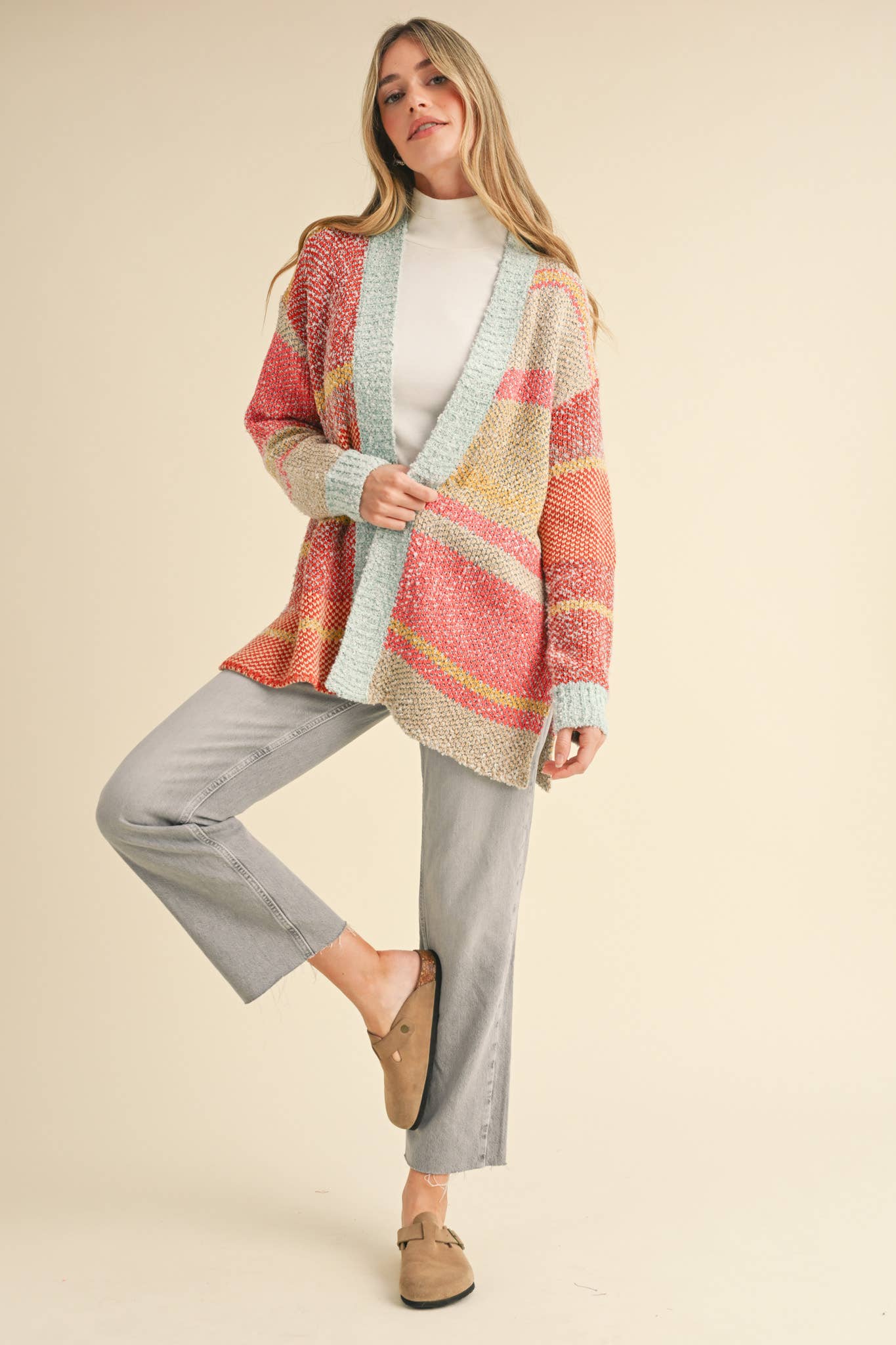 OVERSIZED COLOR BLOCK CARDIGAN MSW10038