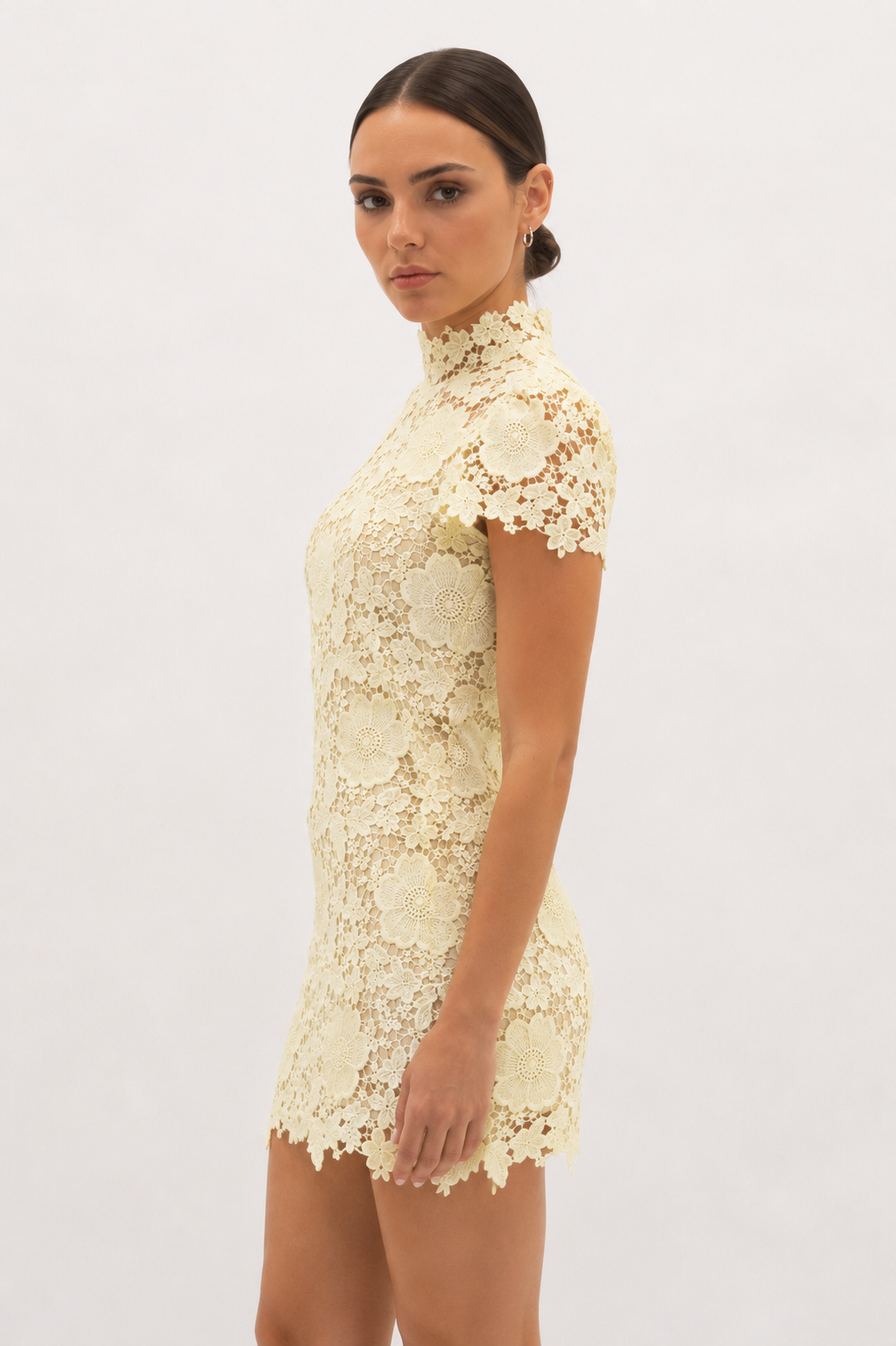 CAP SLEEVE LACE MINI DRESS