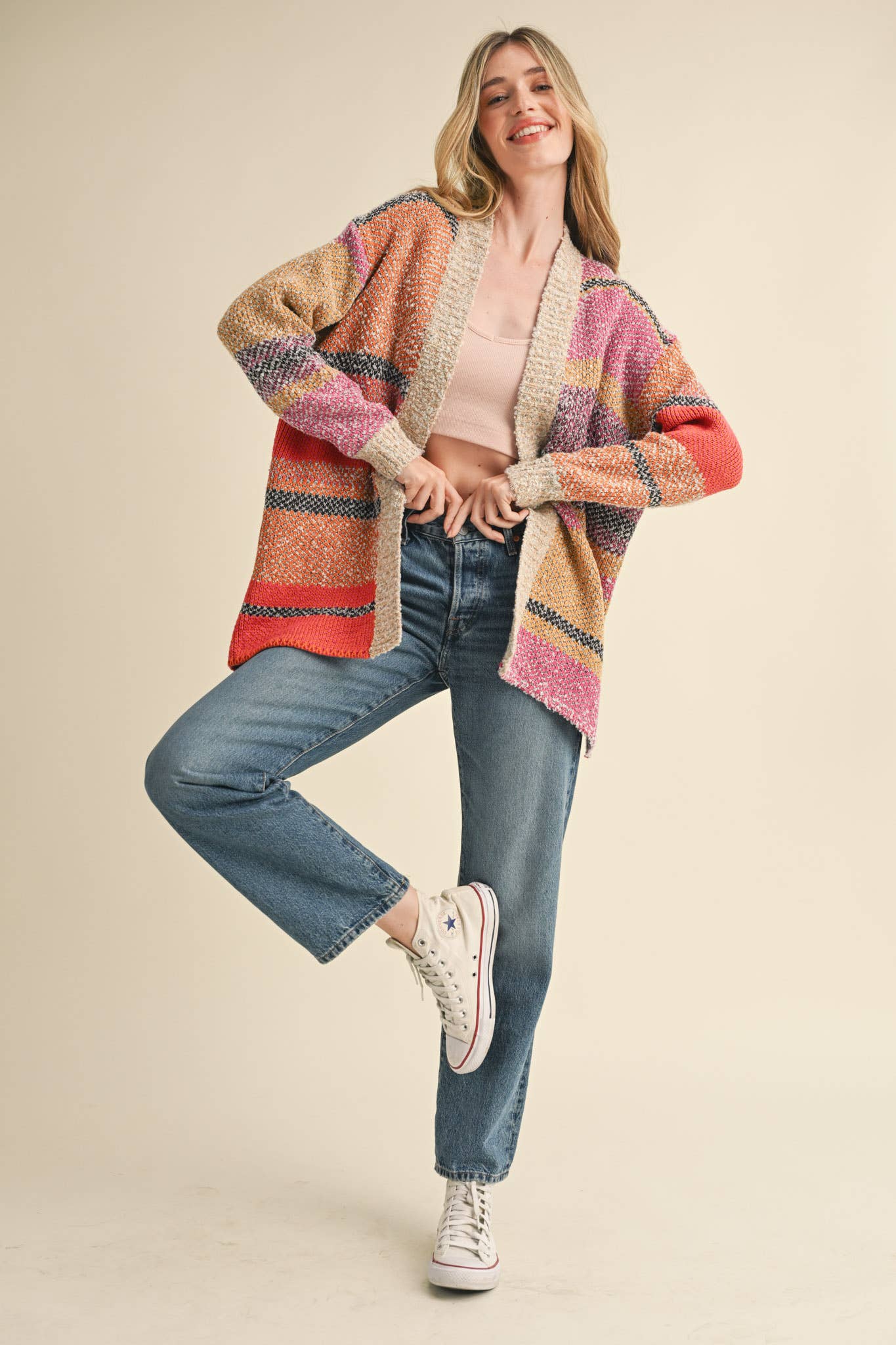 OVERSIZED COLOR BLOCK CARDIGAN MSW10038