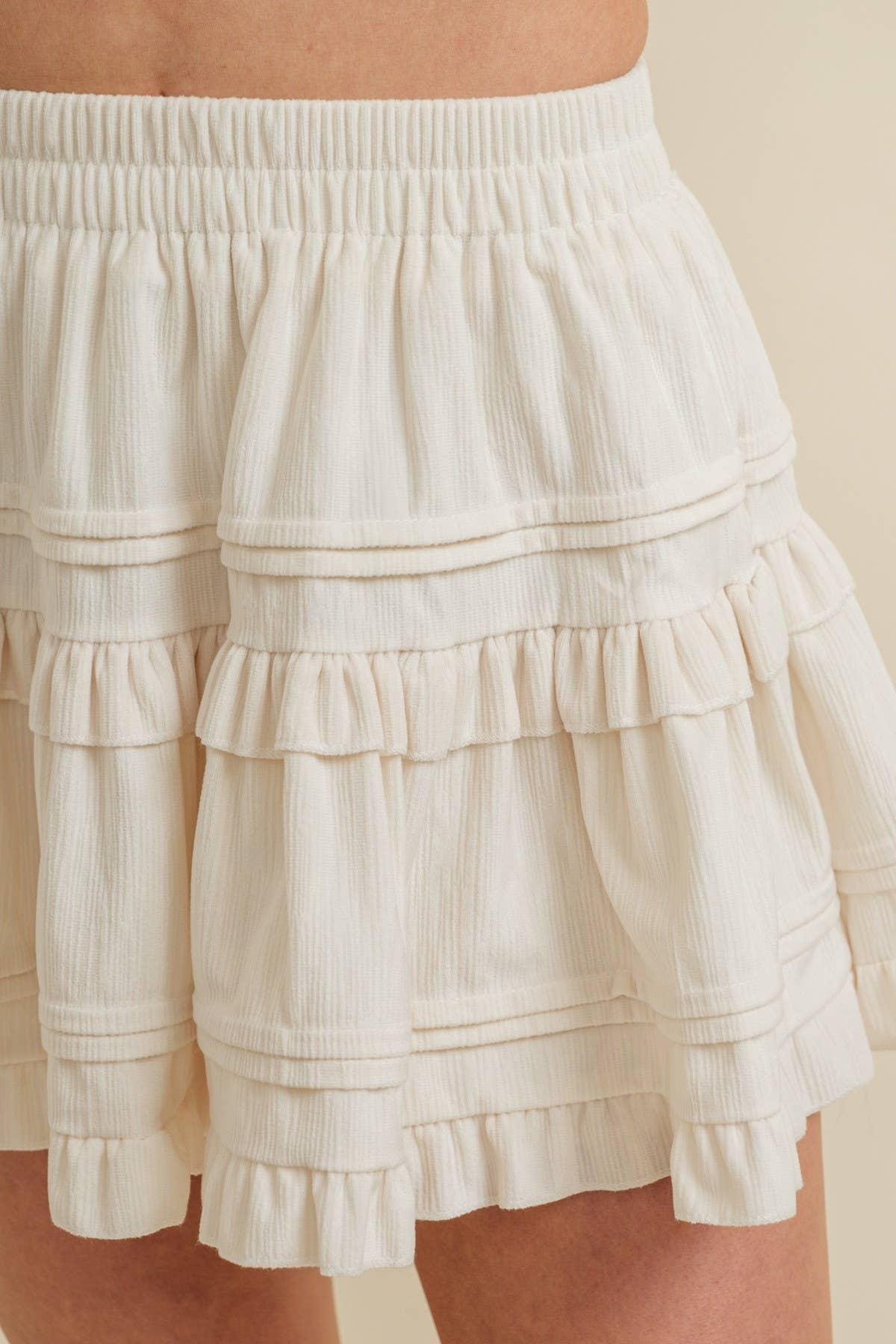 RUFFLE TIERED MINI SKIRT