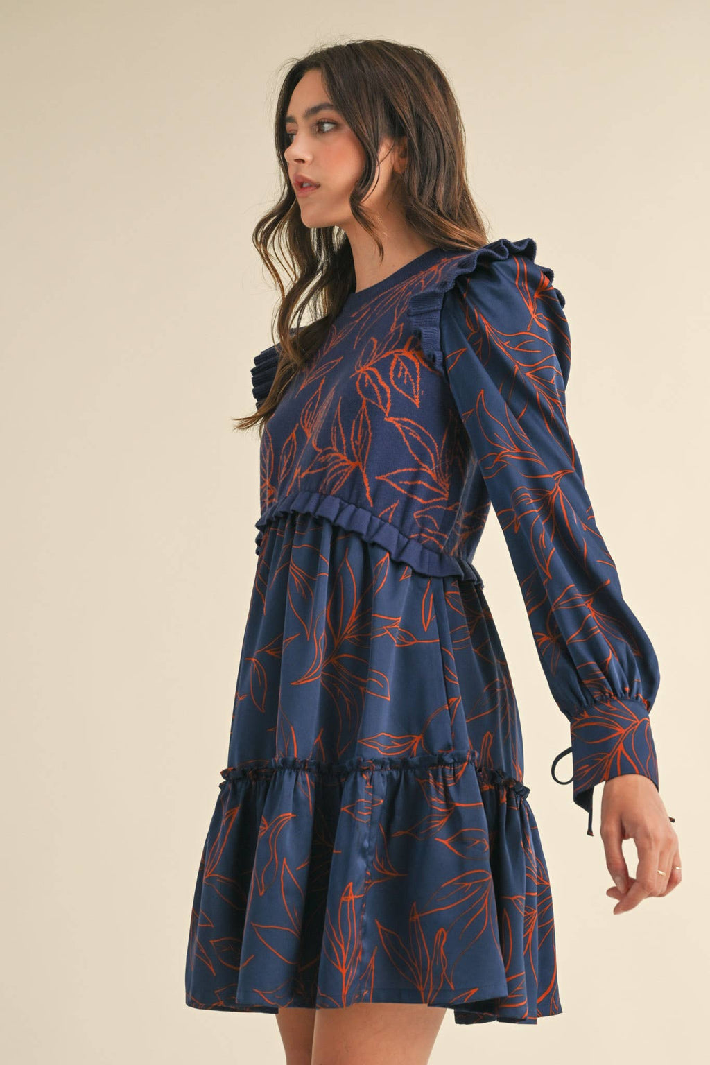 EXCLUSIVE PRINT MIXED MEDIA SWEATER DRESS