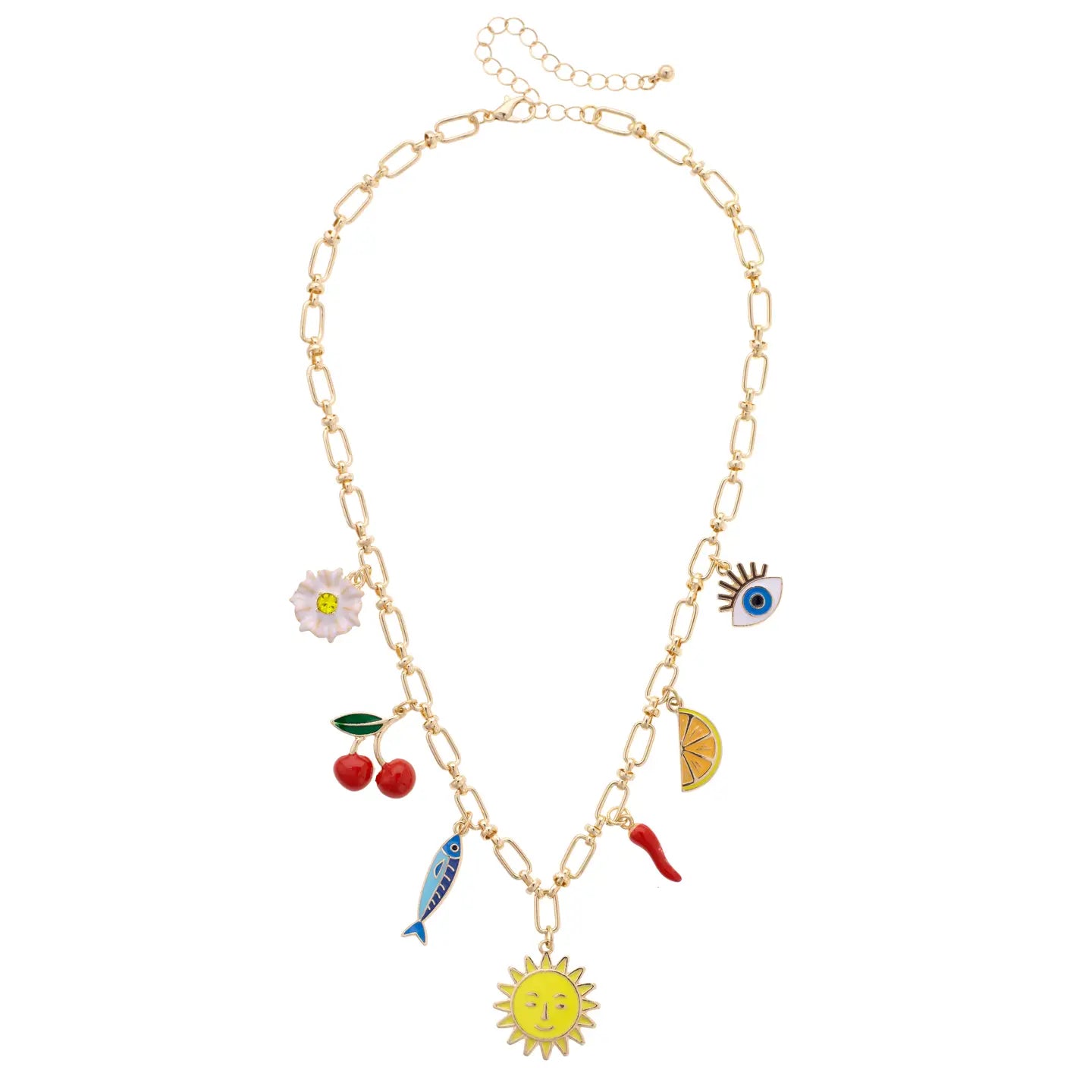 Mediterranean Icons Charm Necklace in Multi