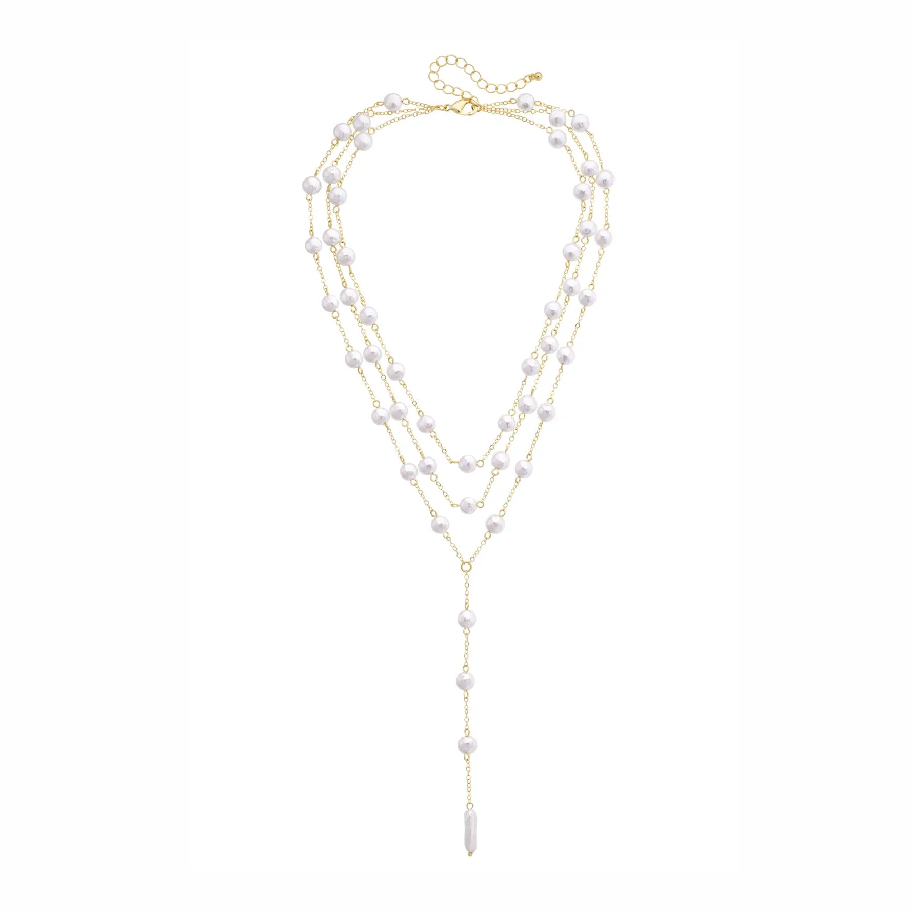Esmeralda Layered Pearl Lariat Necklace