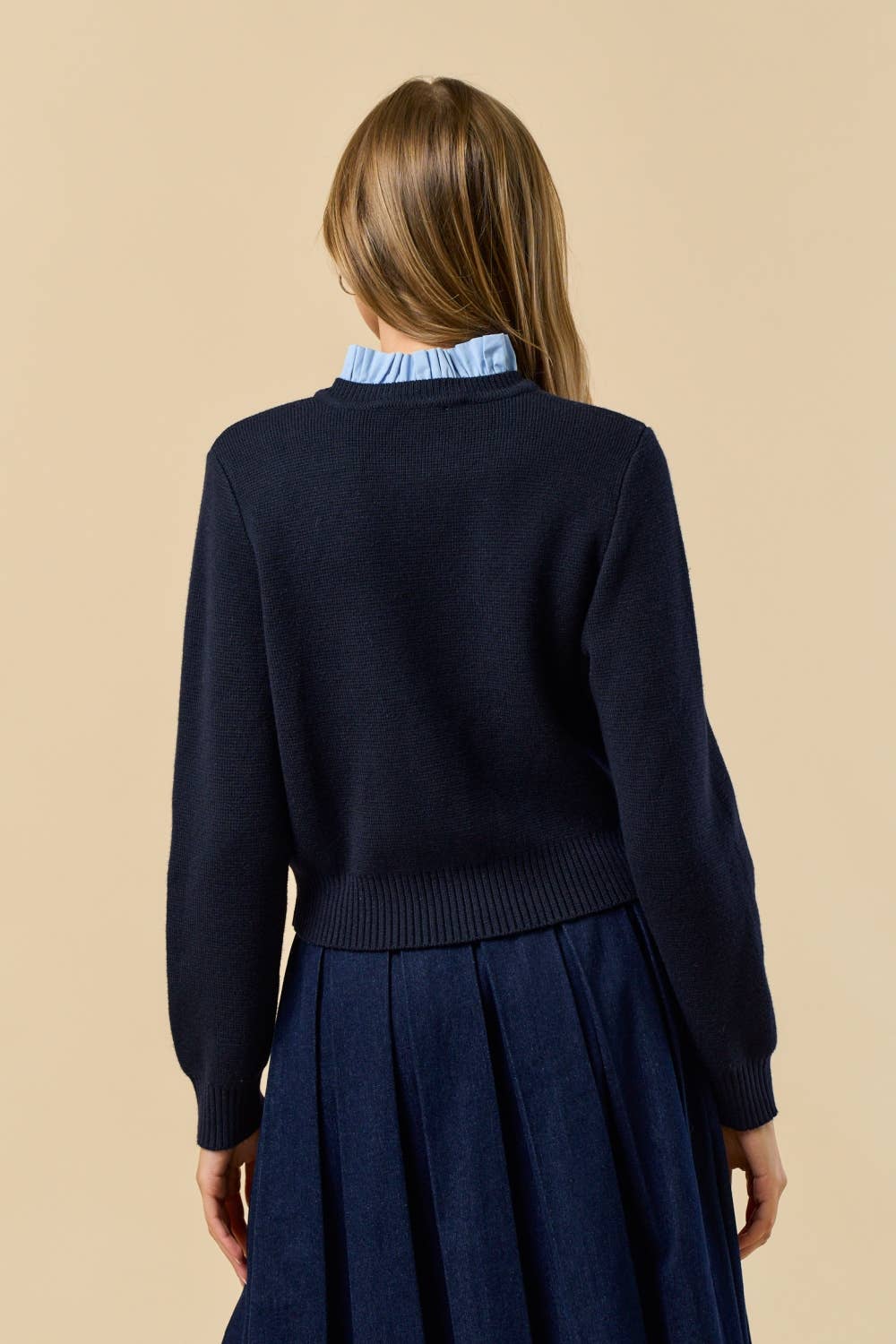 Button Down Cardigan Top with Gold Buttons