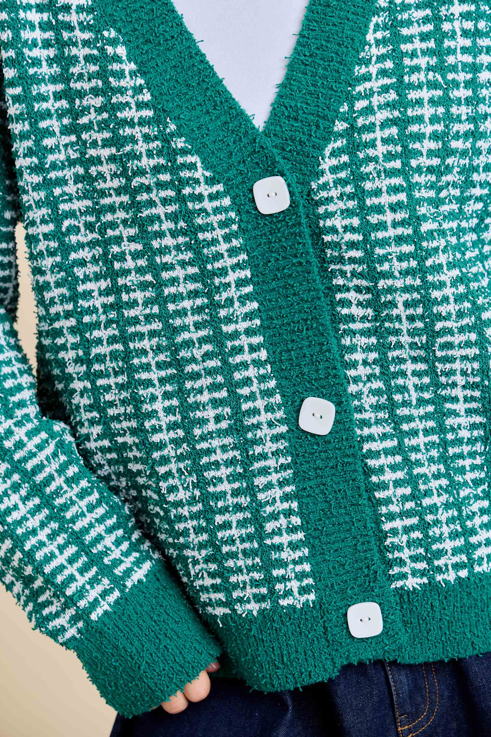 Holiday Check Knit Cardigan