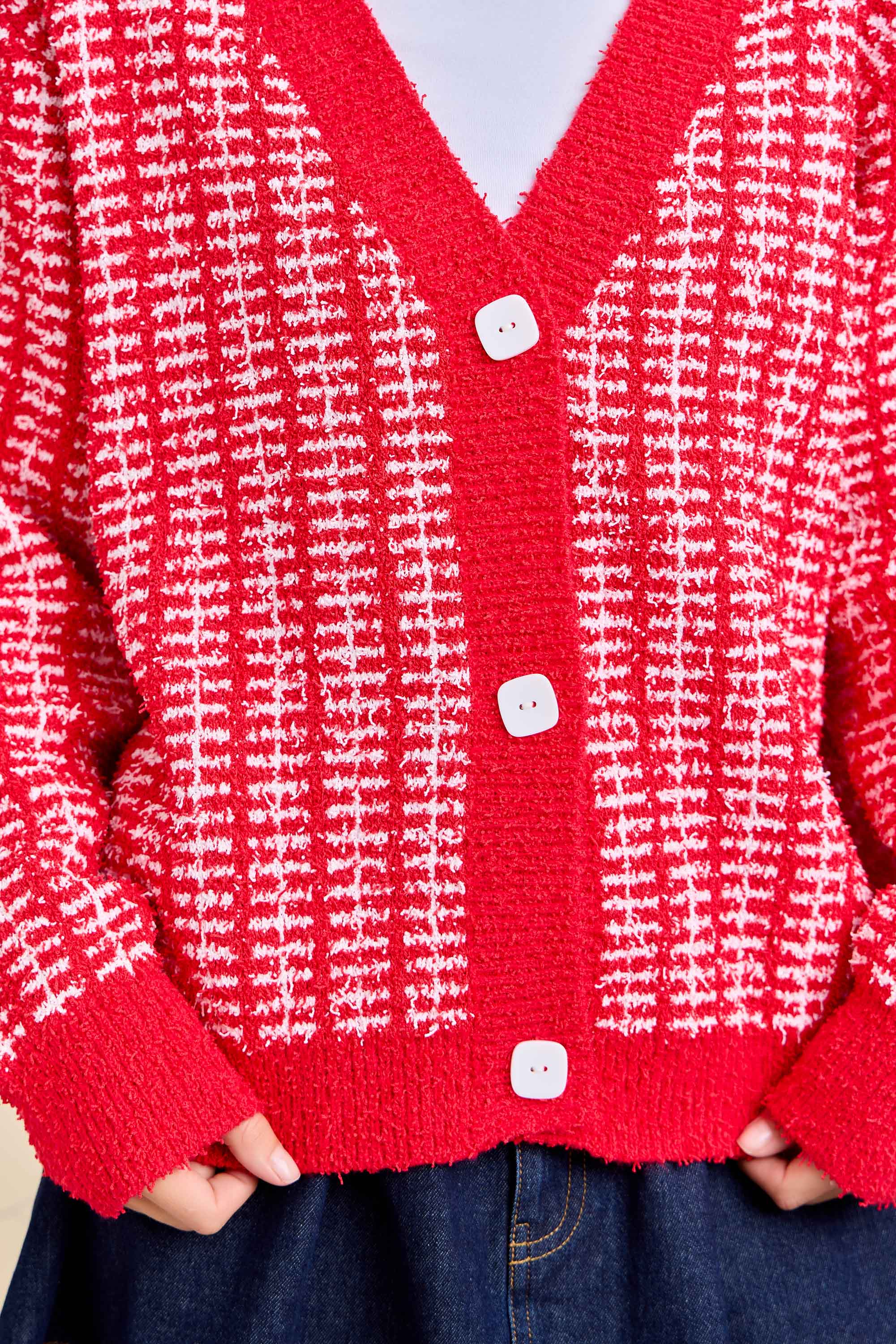 Holiday Check Knit Cardigan