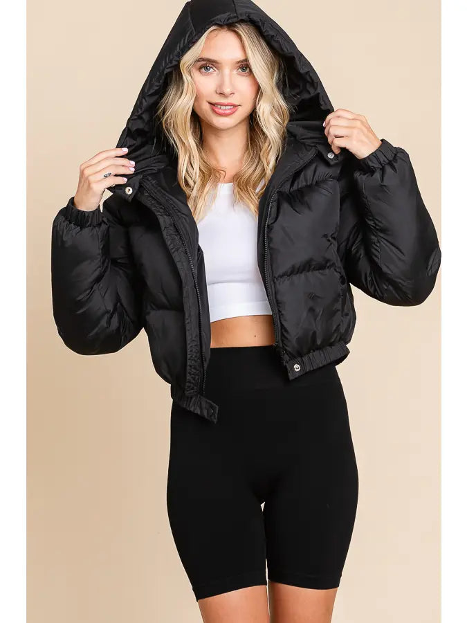 FRONT Zipper Hoodie Puffer with Pockets