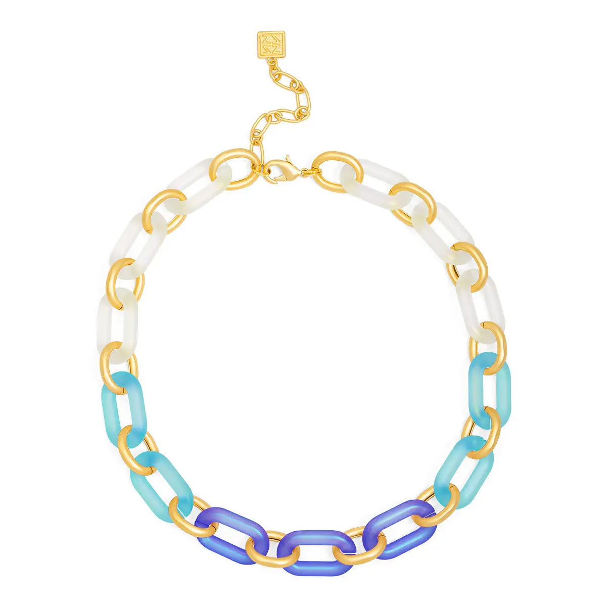 Multi-Color Resin Oval Links Collar Necklace