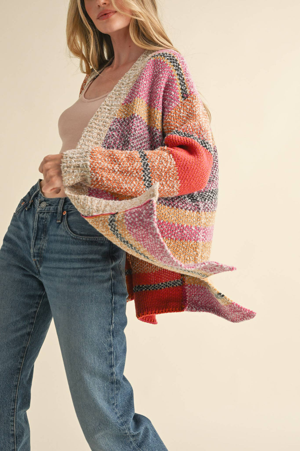 OVERSIZED COLOR BLOCK CARDIGAN MSW10038