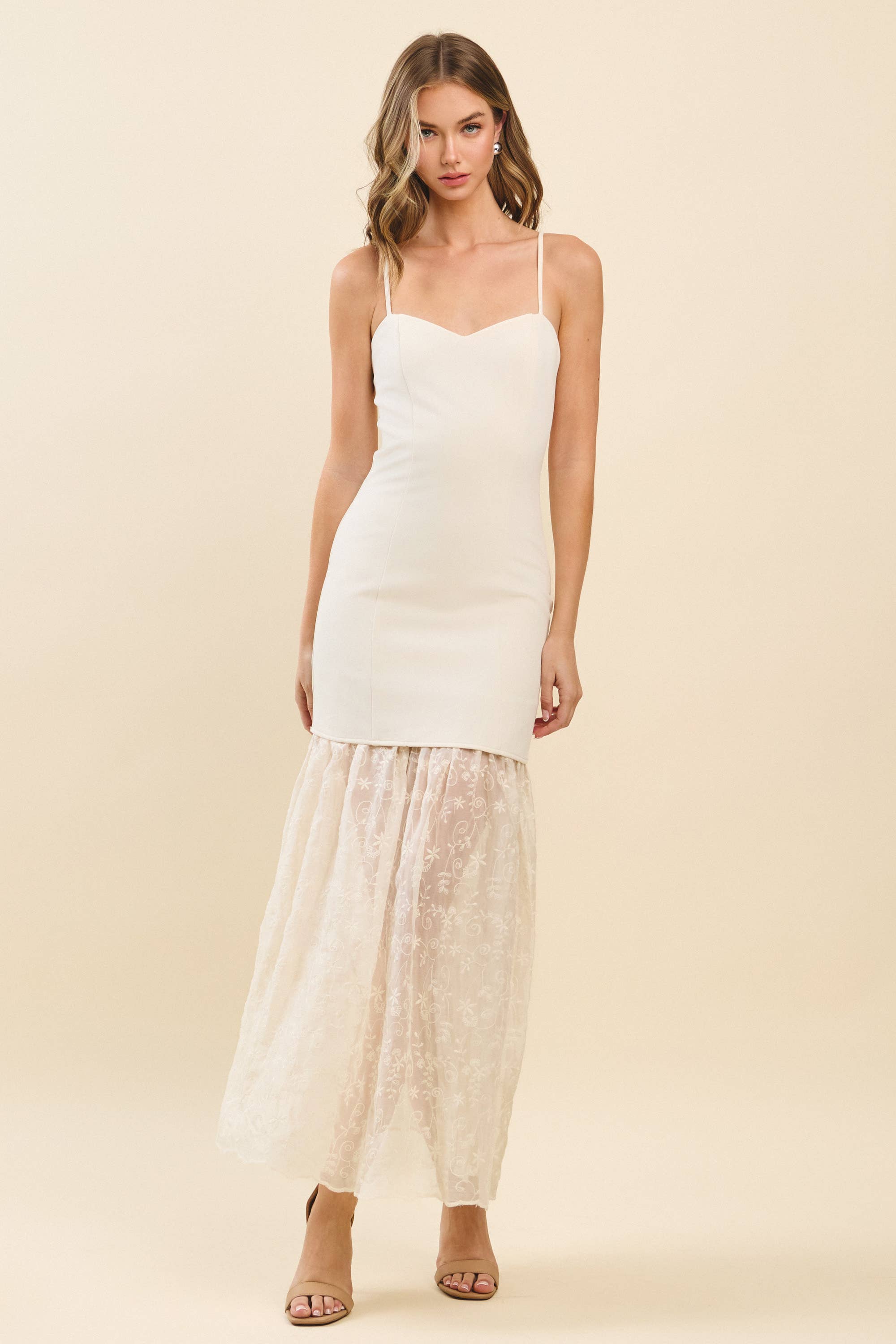 Sheer Embroidered Lace Dress