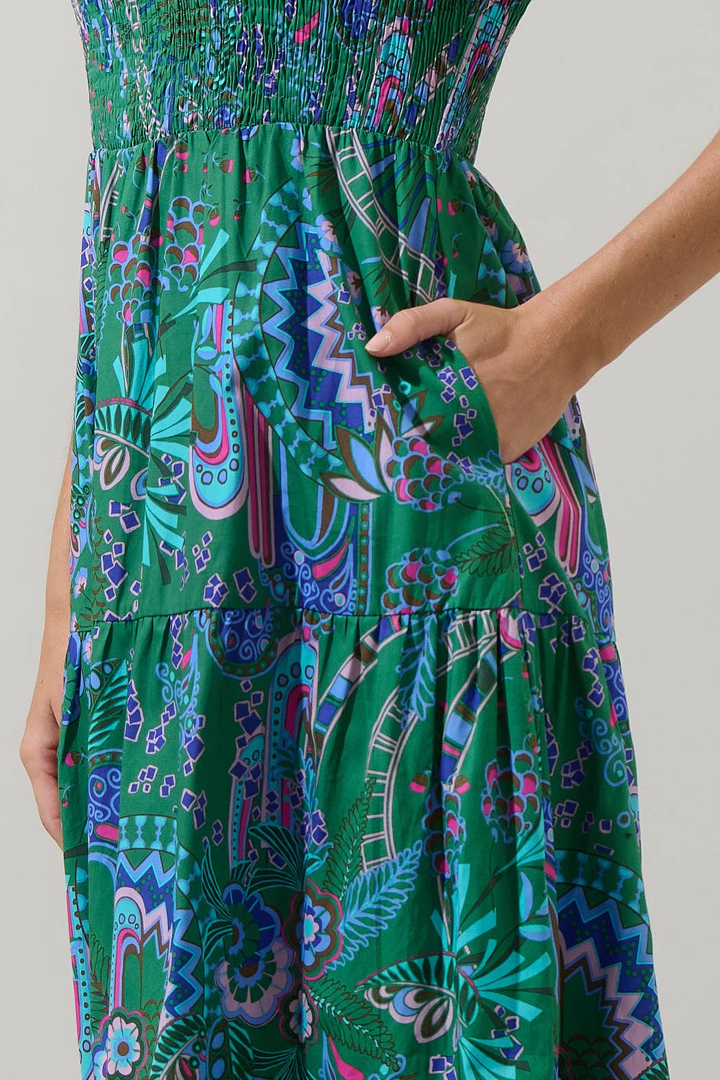 Vesper Floral Sunfire Tiered Midi Dress