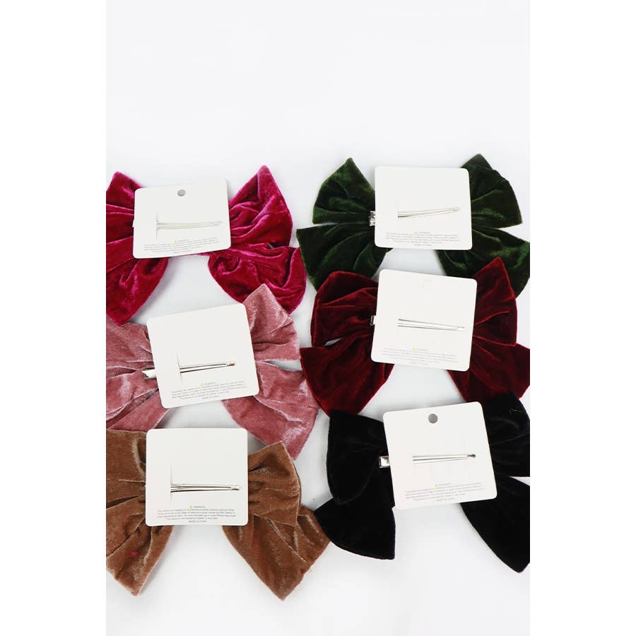 Large Velvet Bow Clip