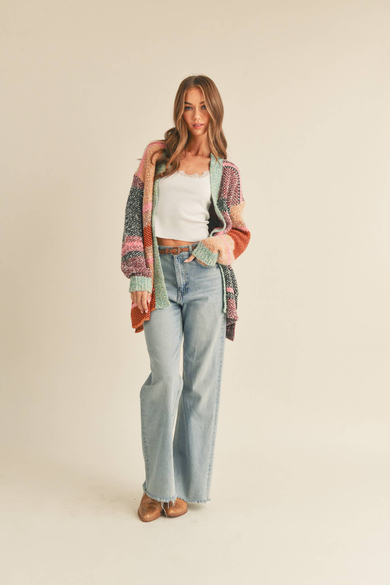 OVERSIZED COLOR BLOCK CARDIGAN MSW10038