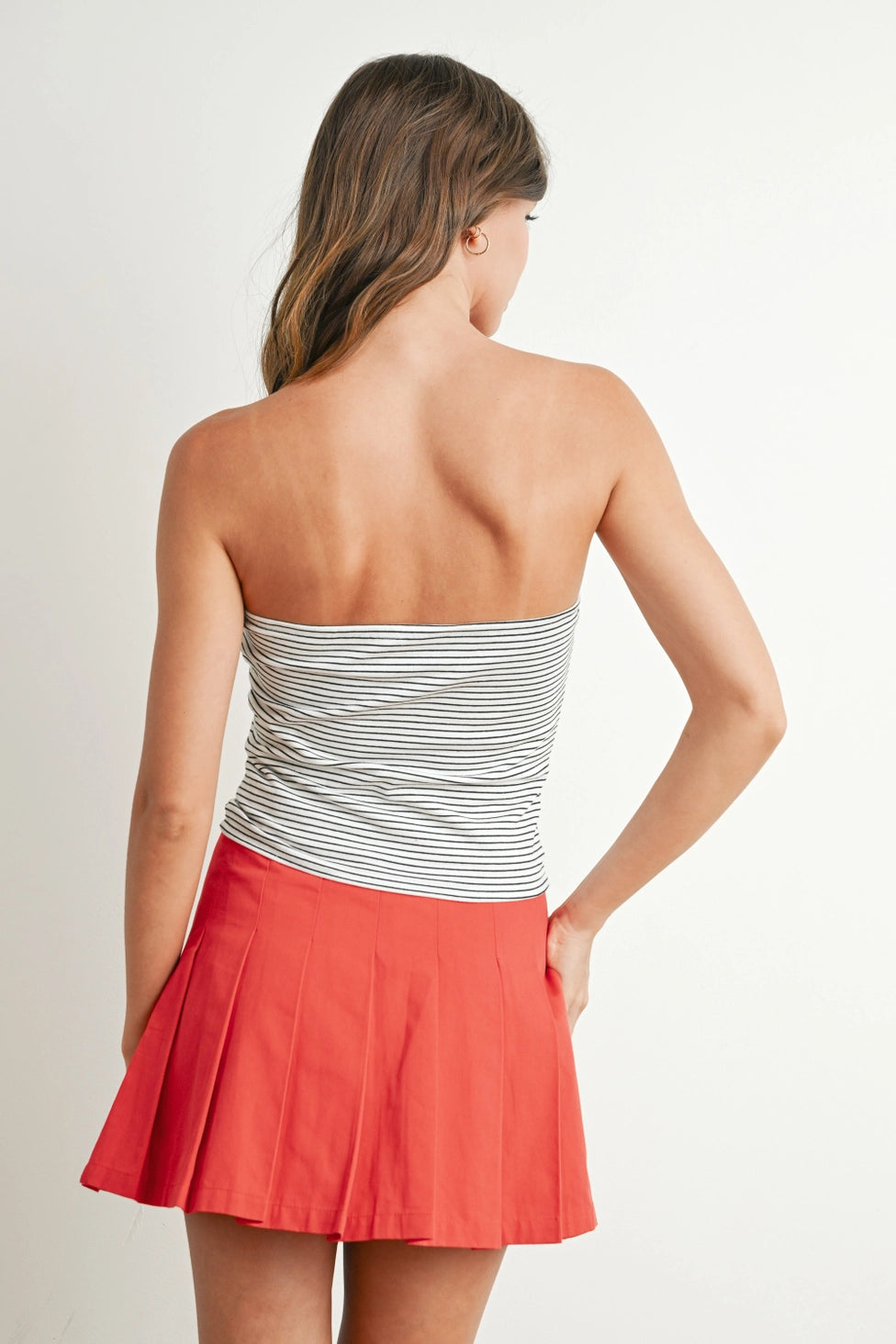 High-Waisted Pleated Mini Skirt