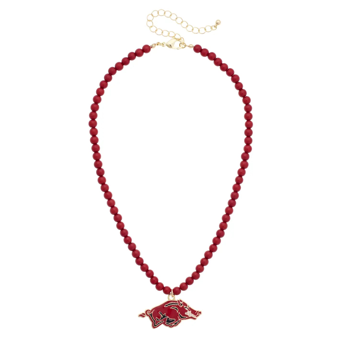 Arkansas Razorbacks Beaded Logo Pendant Necklace