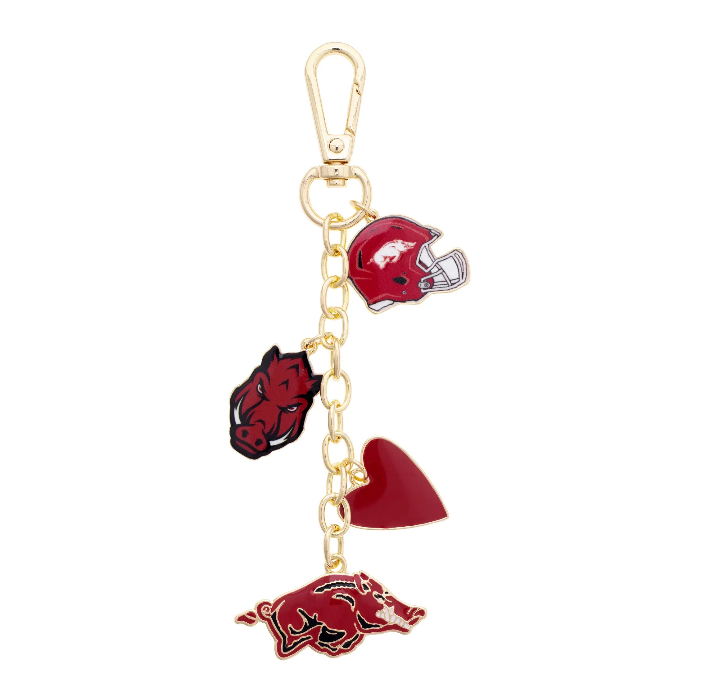 Arkansas Razorbacks Heart Cluster Bag Charm