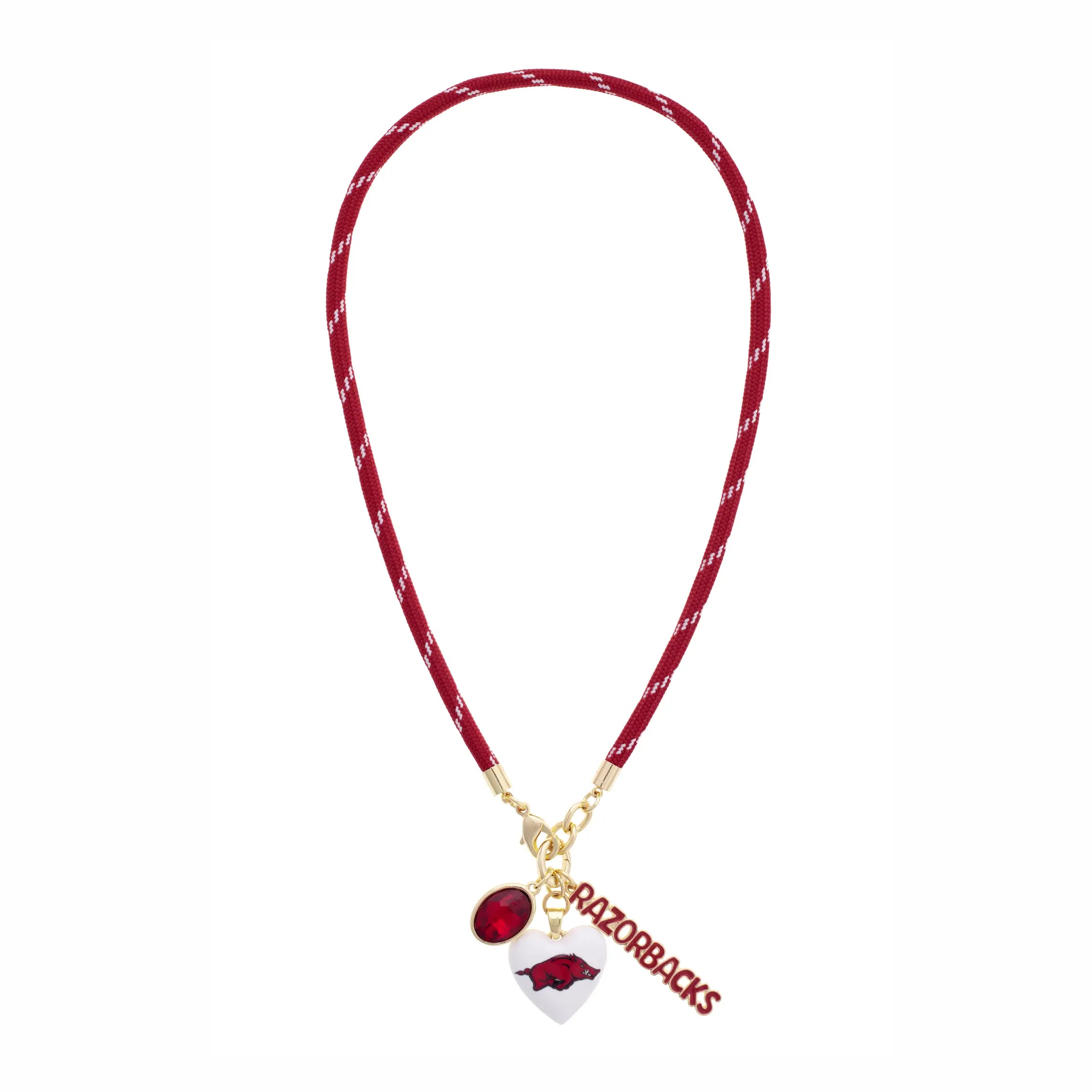 Arkansas Razorbacks Logo Heart Paracord Necklace