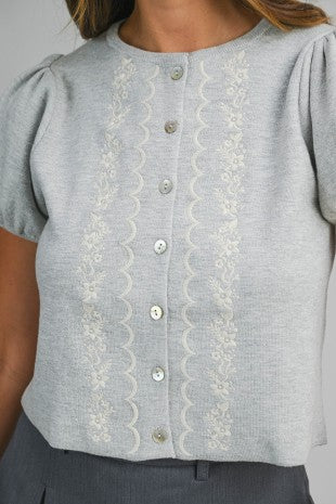 Embroider Puff Sleeve
