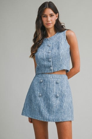 Sequin Tweed Skort