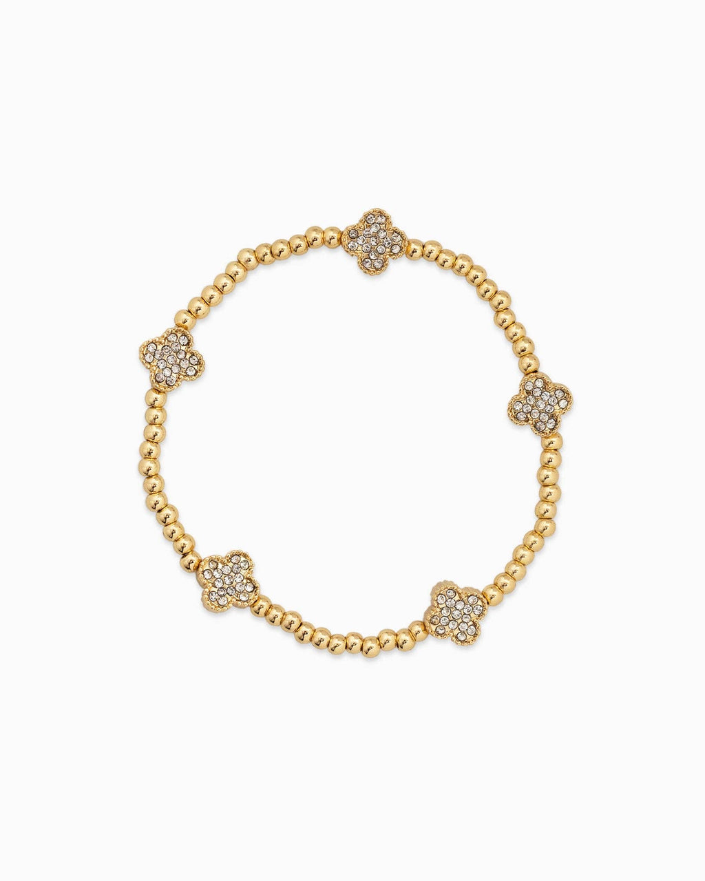 Pave Clover and CCB Bead Bracelet Set of 5