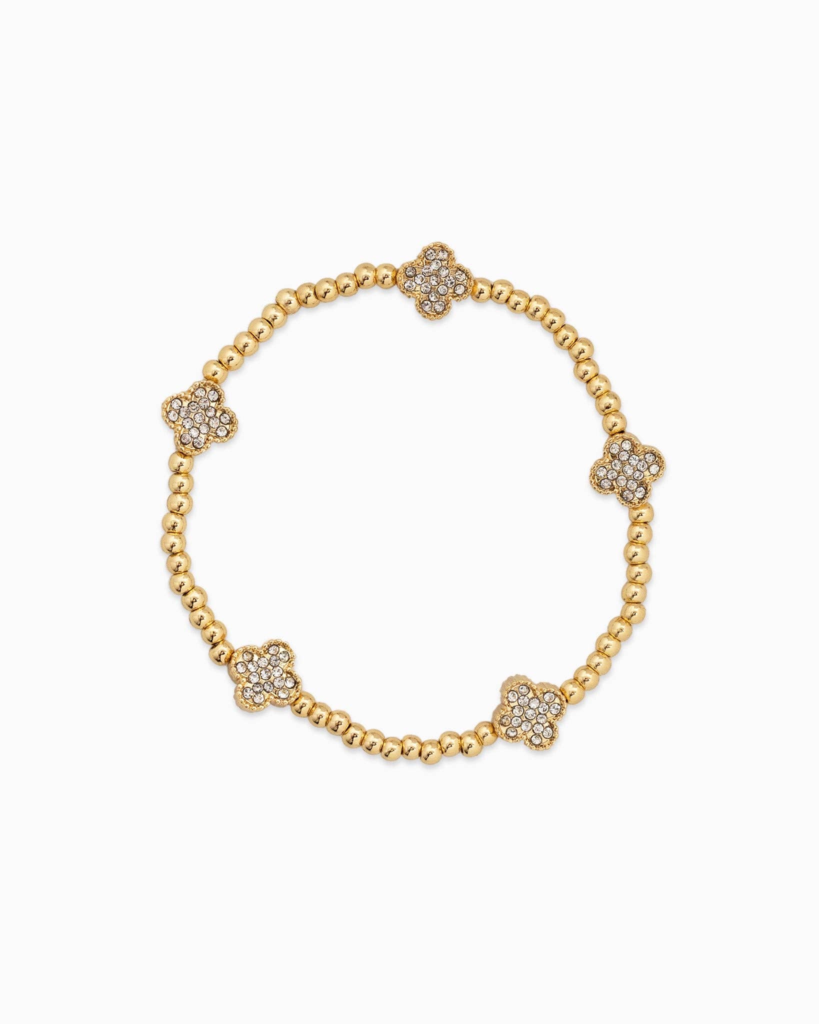 Pave Clover and CCB Bead Bracelet Set of 5