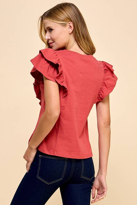 Ruffled Short Sleeve Top