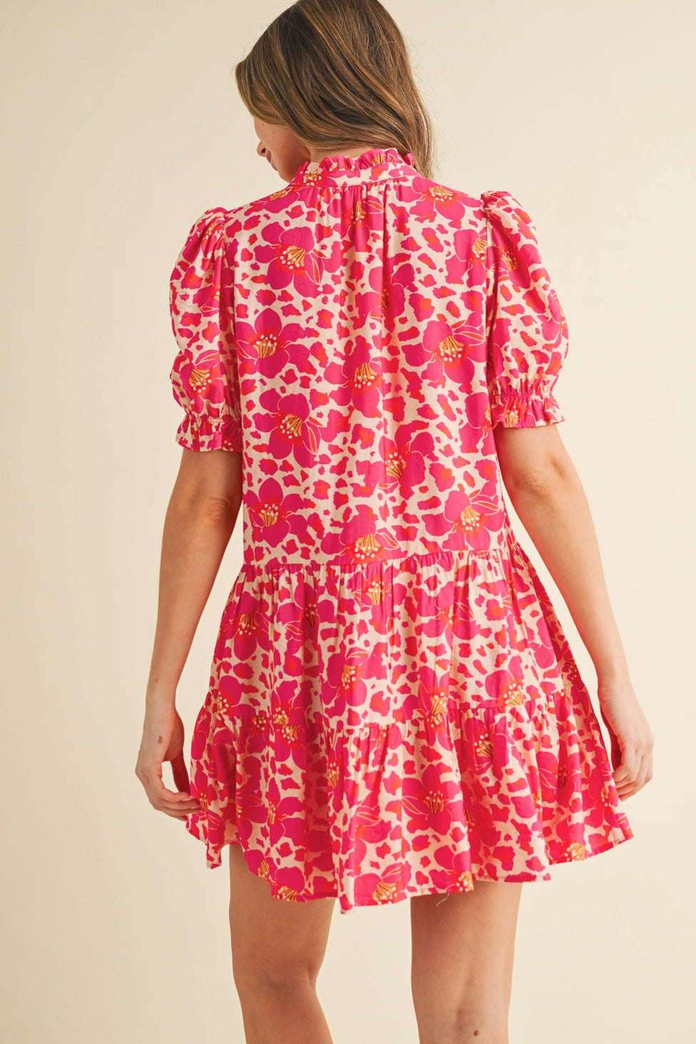 Floral Print Button Down Front Mini Dress