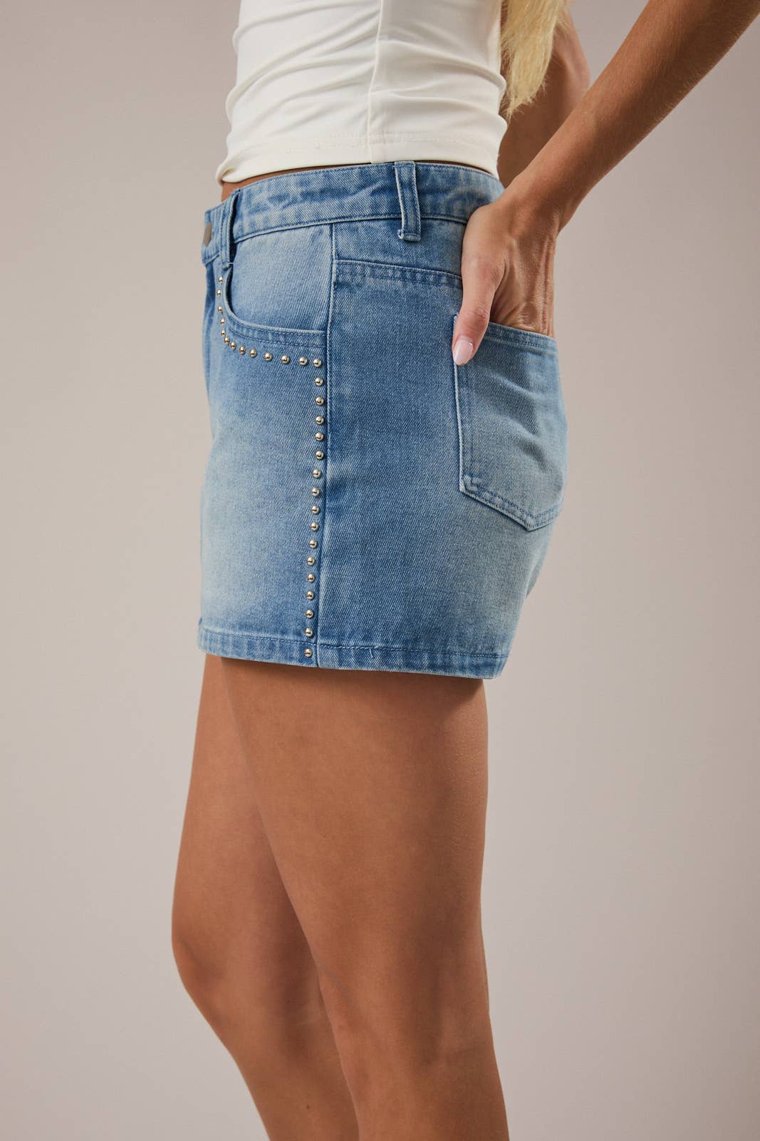 low rise denim skort