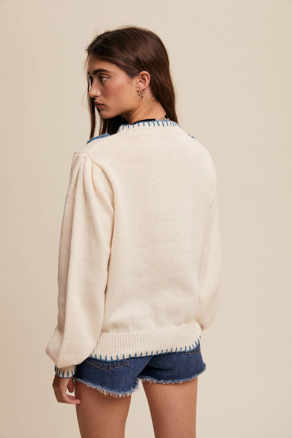 Crochet Bloom Applique Sweater