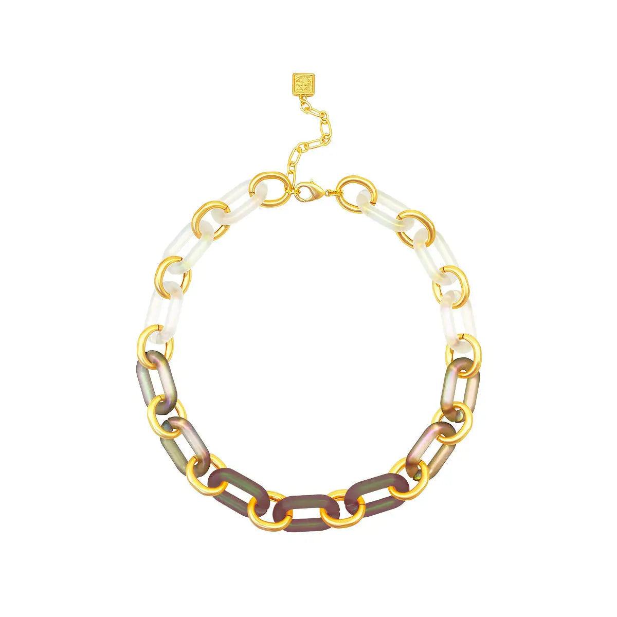 Multi-Color Resin Oval Links Collar Necklace