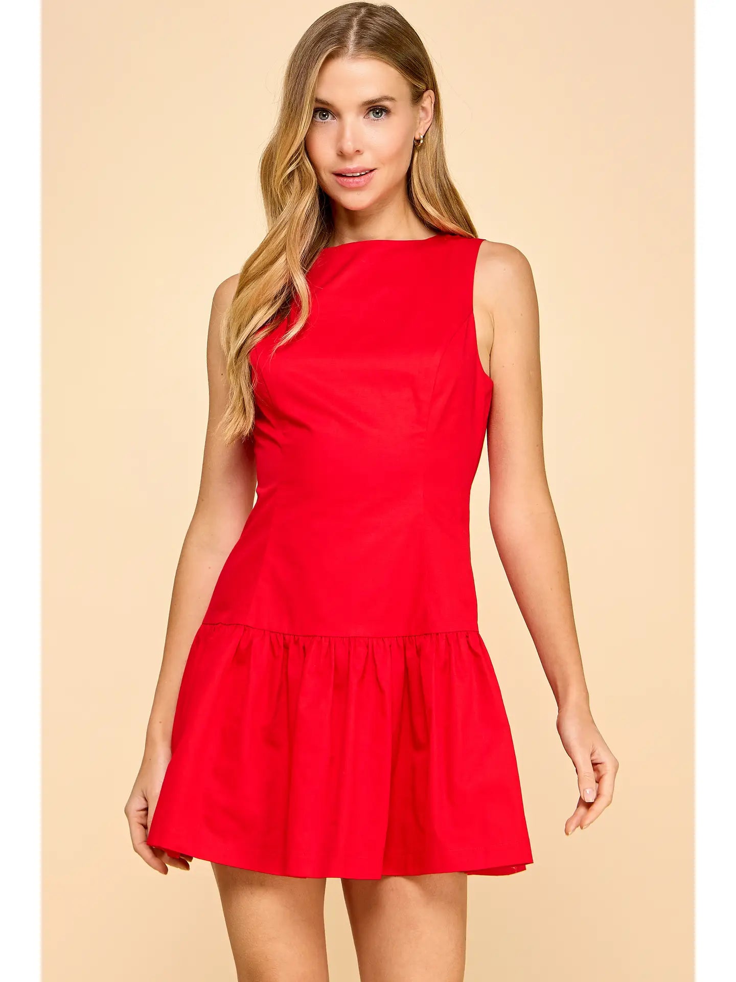 Fit and Flare Dropped Waist Sleeveless Dress