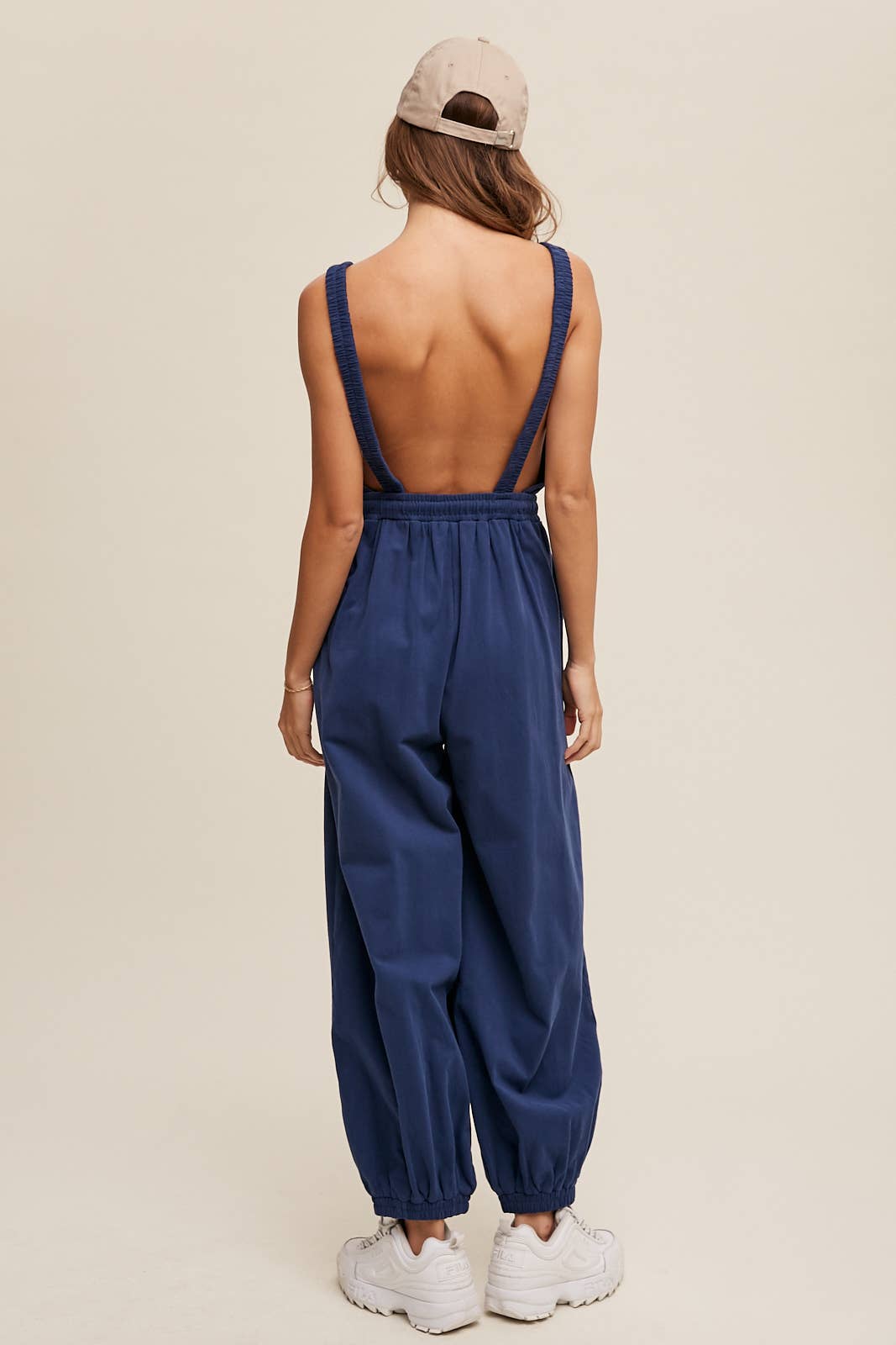 Open Back Cotton Knit Jumpsuit