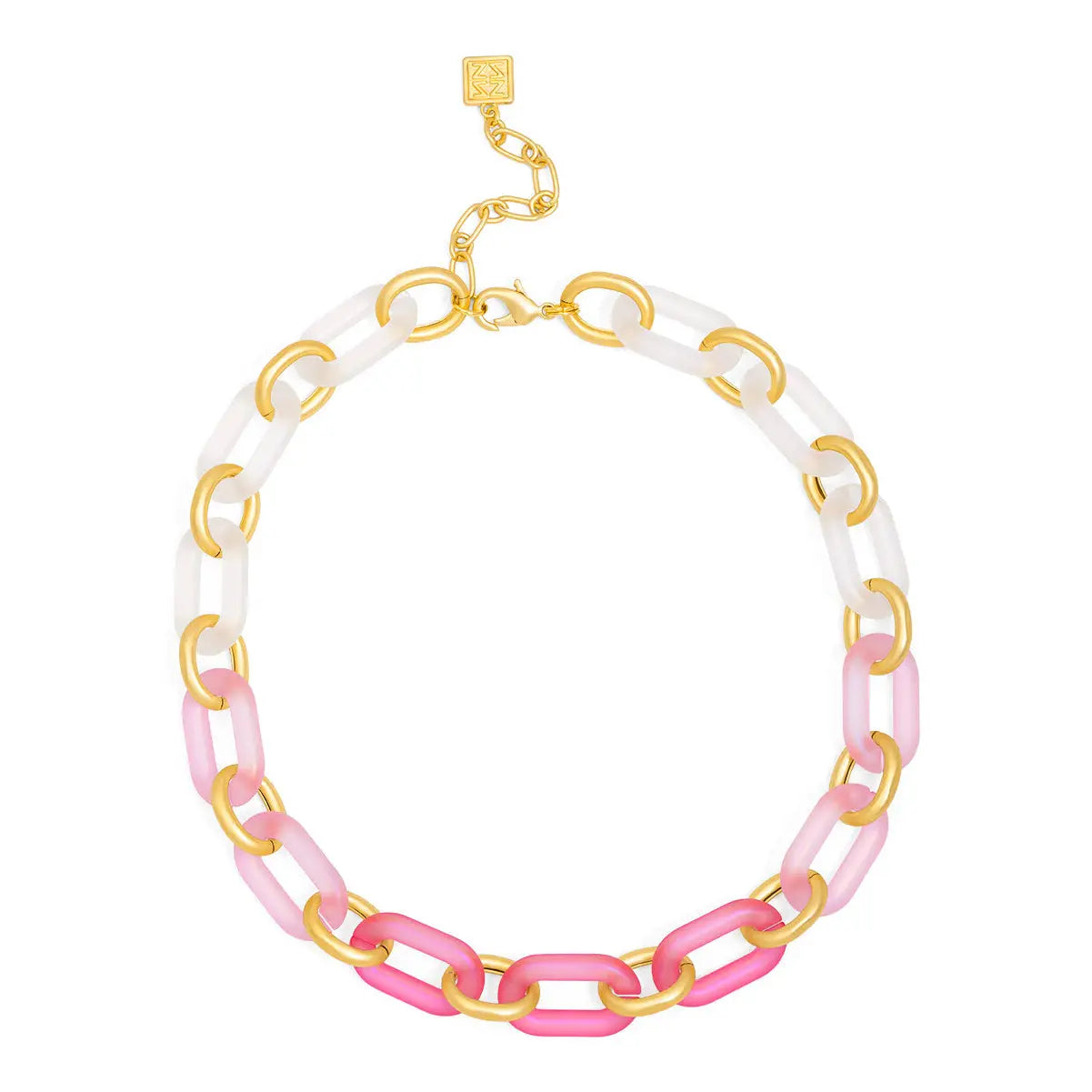 Multi-Color Resin Oval Links Collar Necklace