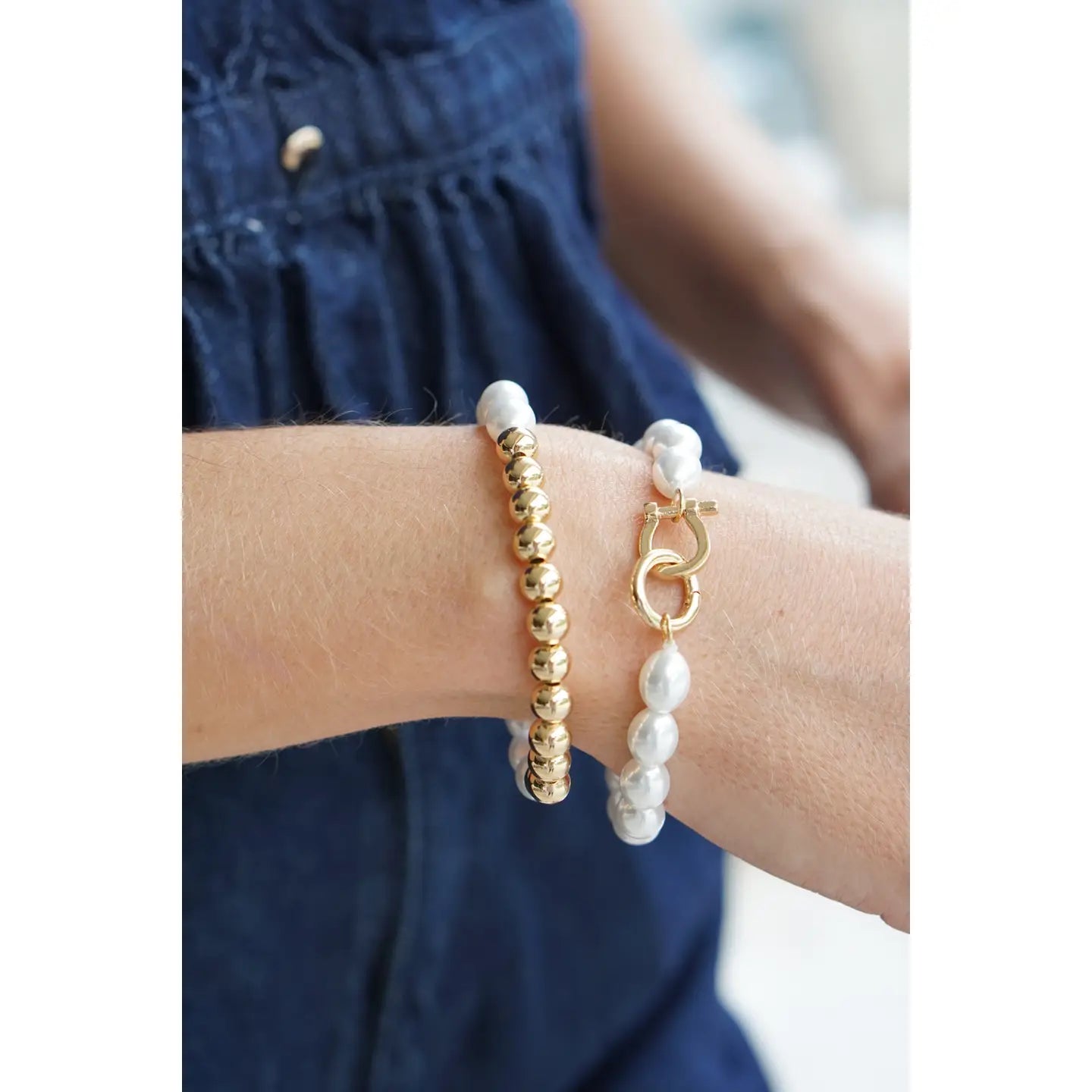 Celia Pearl & Ball Bead Stretch Bracelet