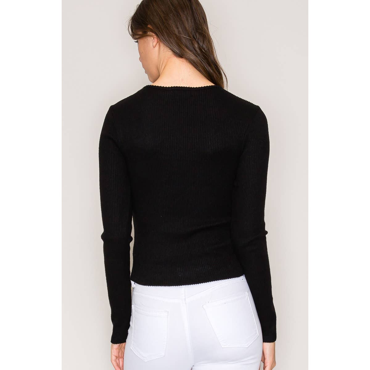 Crew Neck Long Sleeve Rib Top