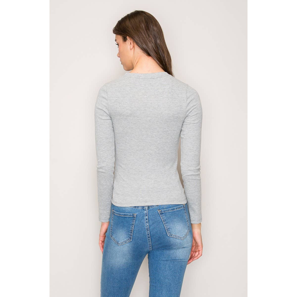 Crew Neck Long Sleeve Rib Top