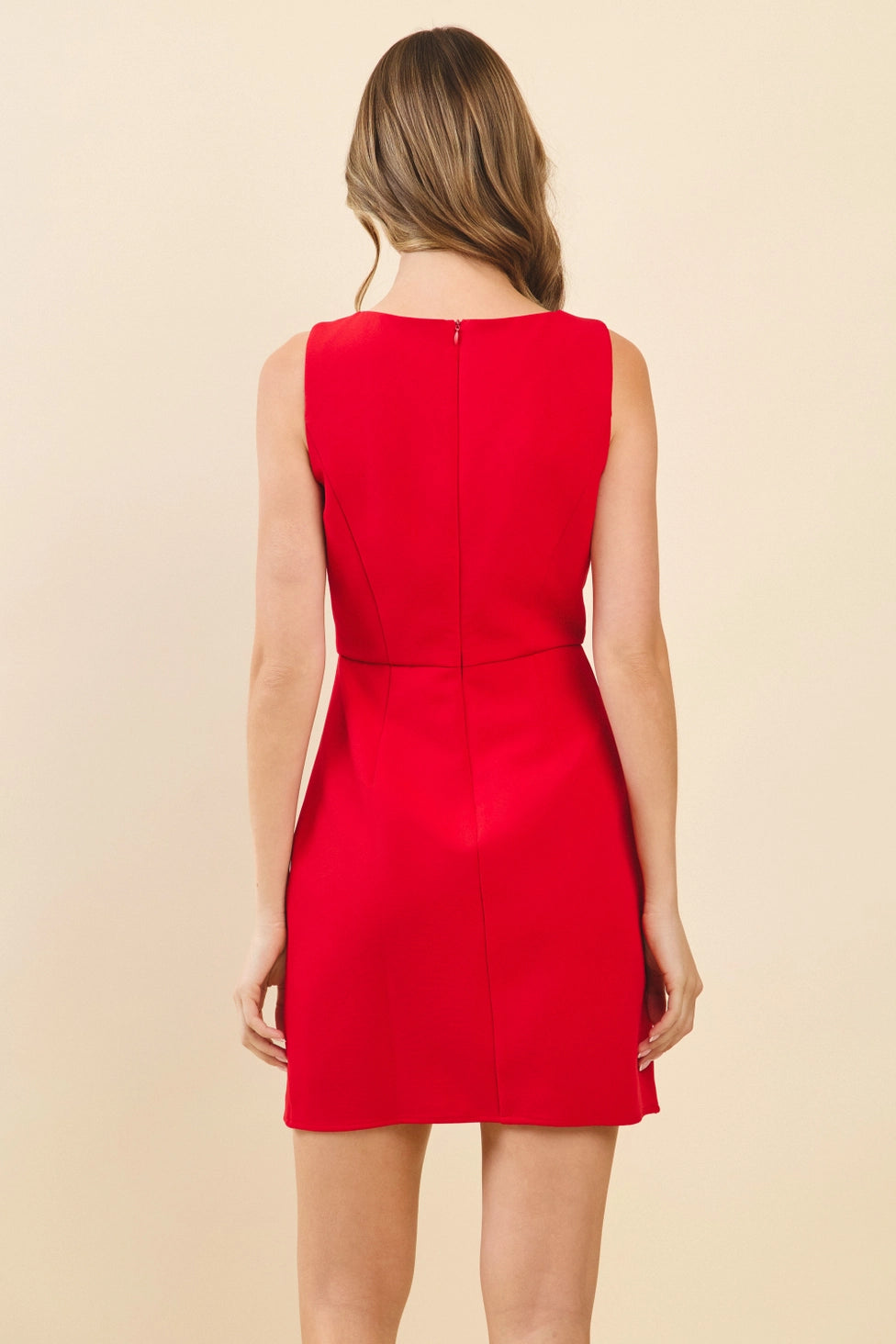 Boat Neckline Side Bows Detail Mini Dress
