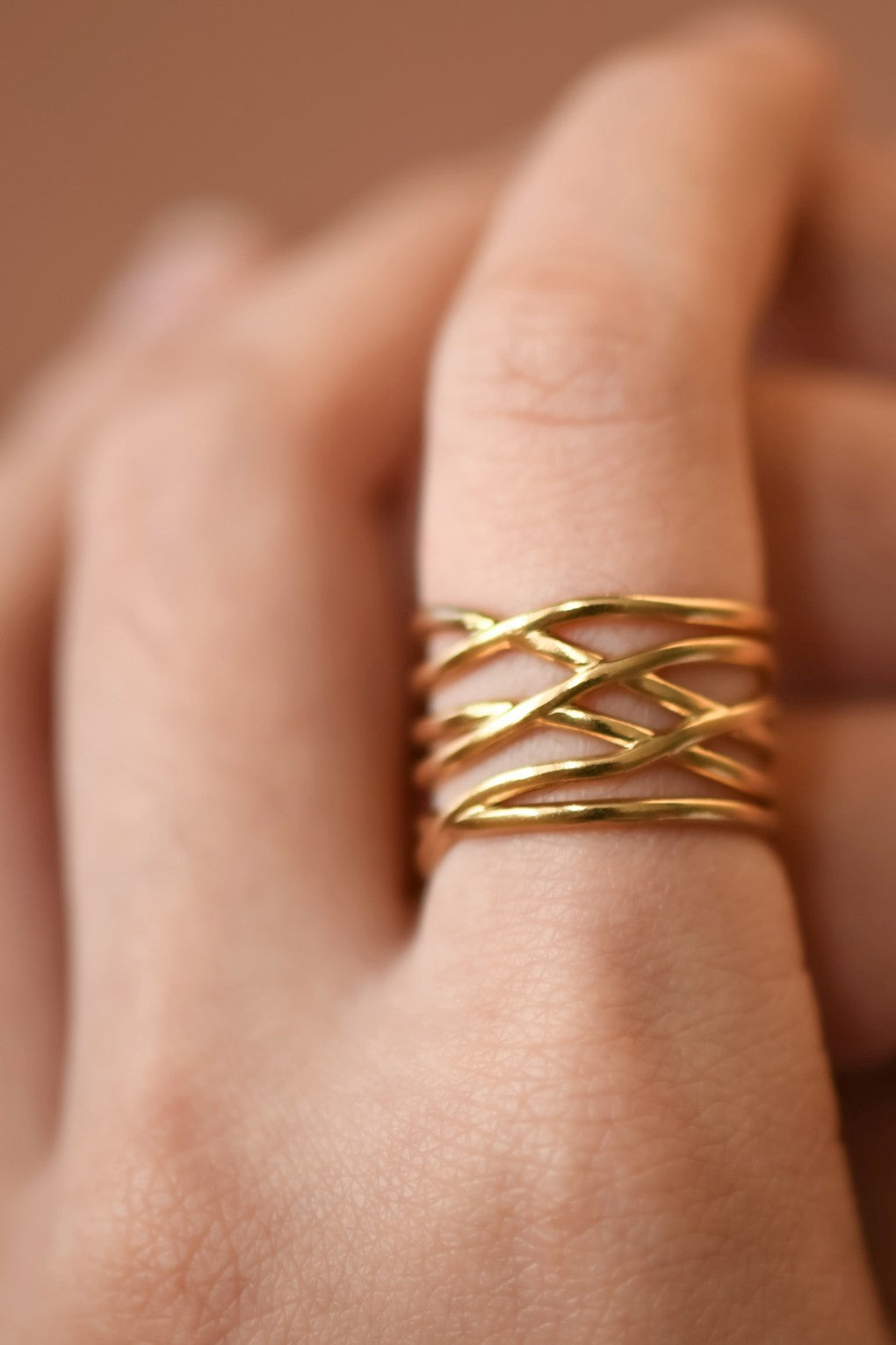Crossed Line Ring