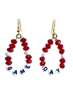 Red White Game Day Crystal Mini Teardrop Earrings
